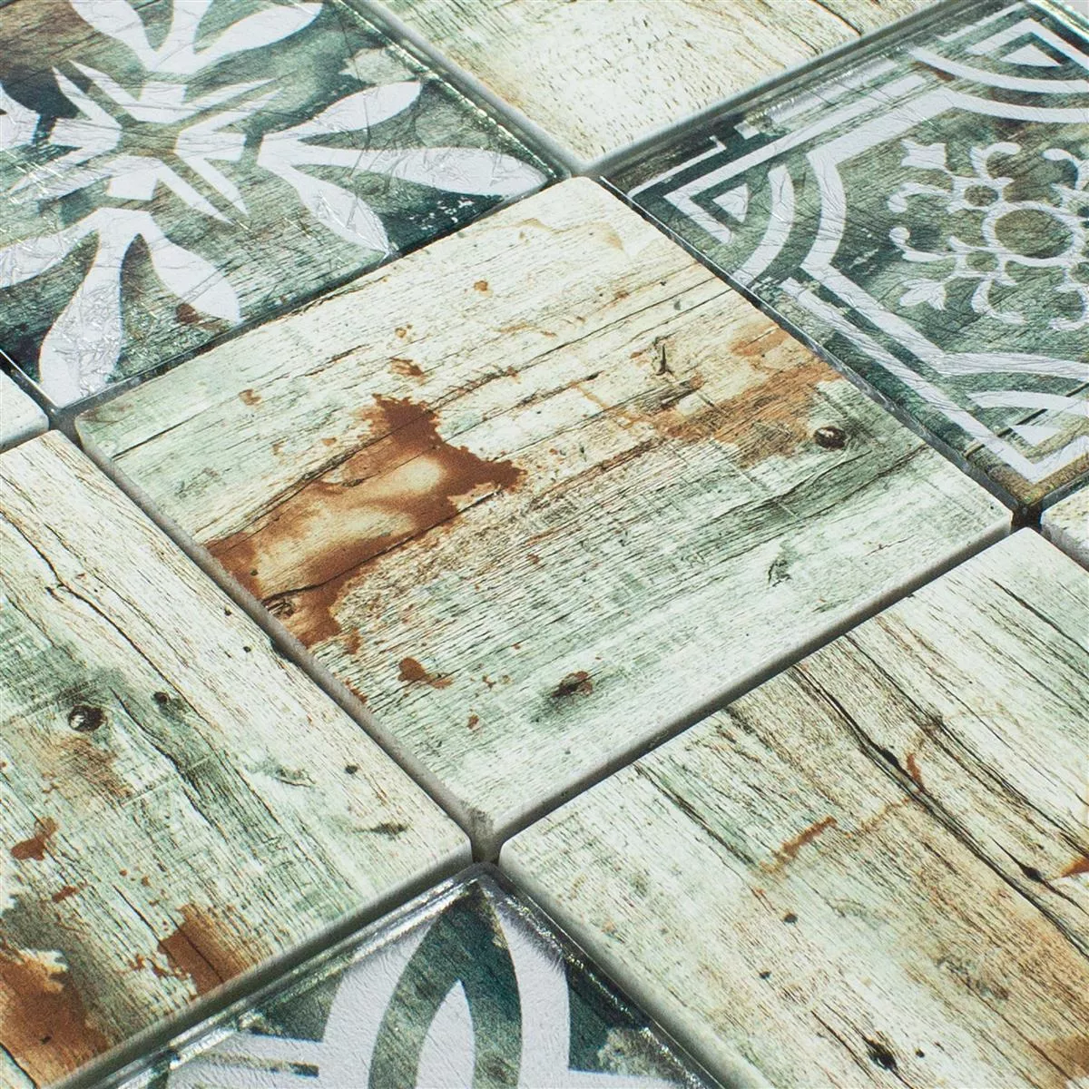 Mozaiki Szklana Płytki Wygląd Drewna Township Beżowy Brązowy Q98