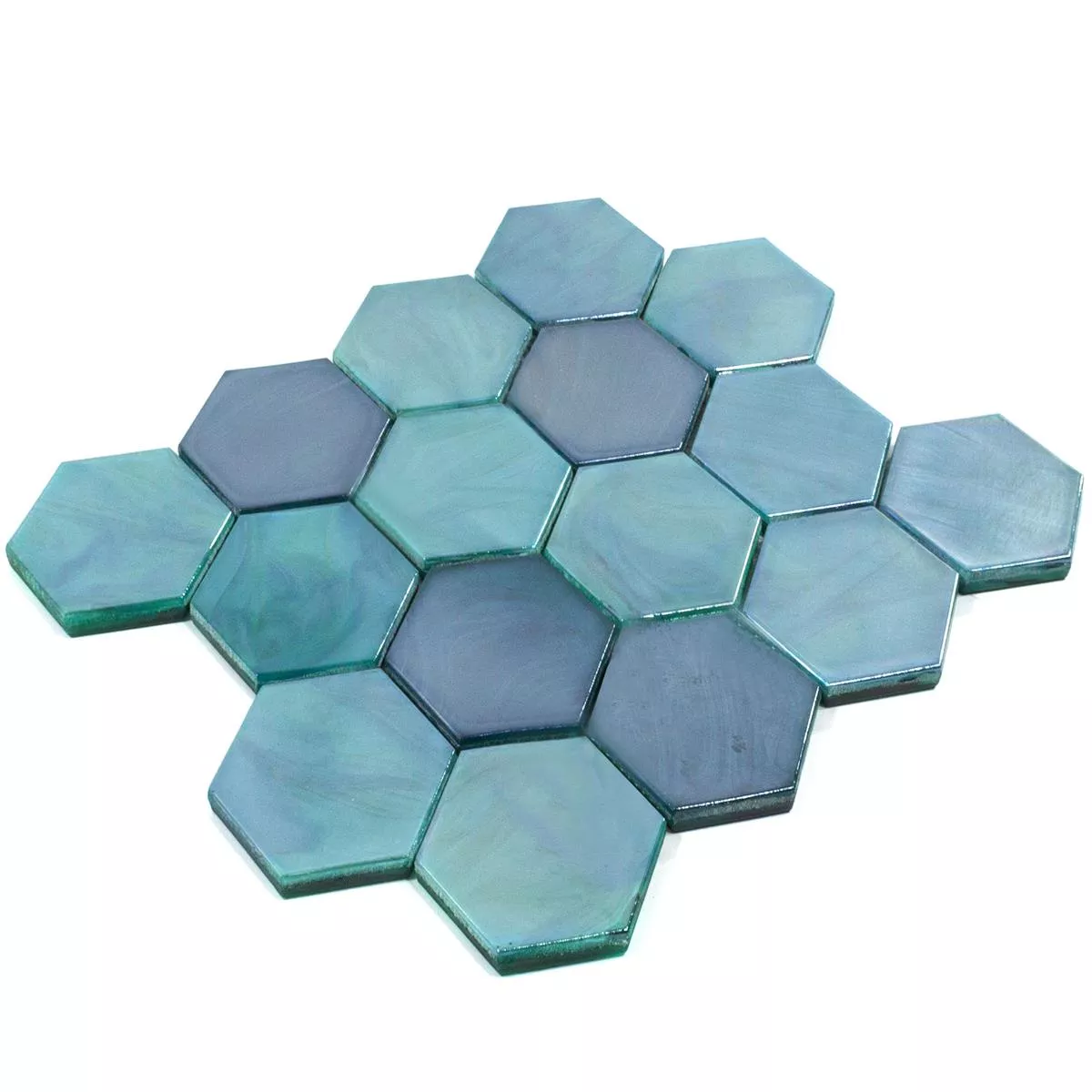 Vzorek Skleněná Mozaika Dlaždice Andalucia Šestiúhelník Mořská Zeleň