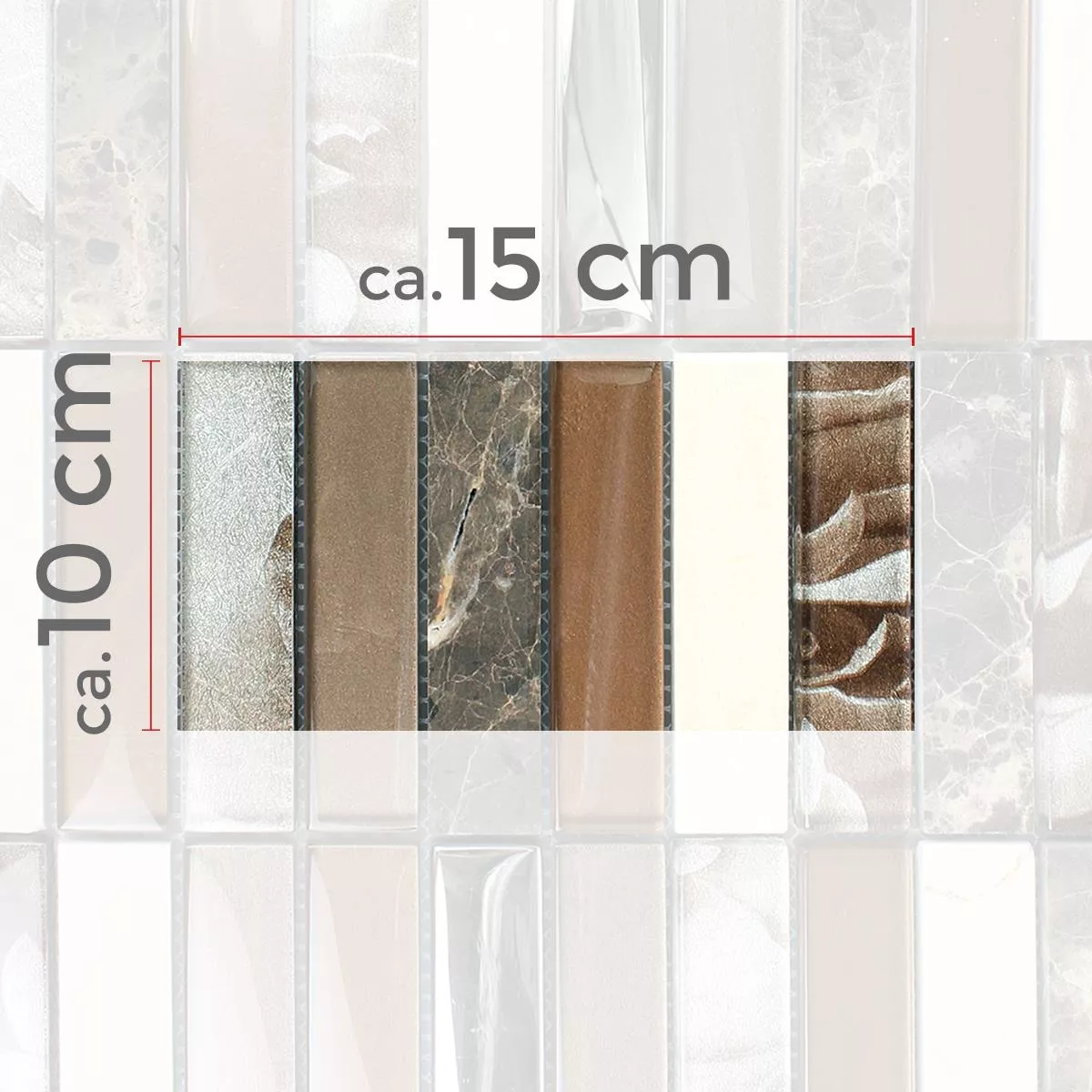 Muster von Mosaikfliesen Magia Glas Naturstein Mix Braun