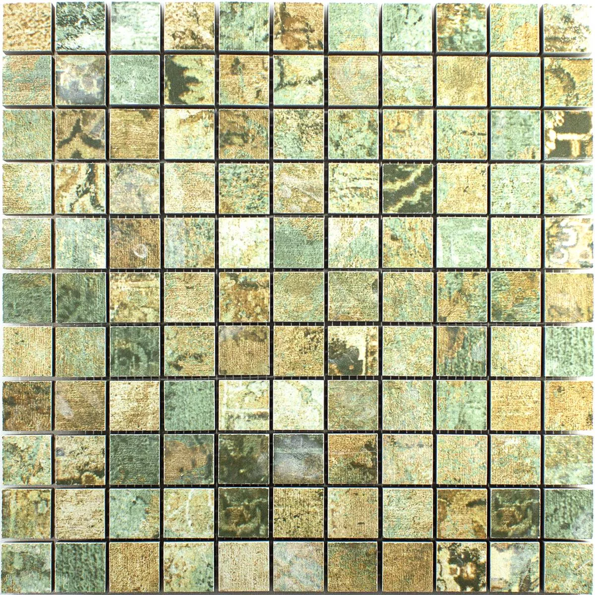 Ceramic Mosaic Tiles Moonlight Brown Green 25x25mm