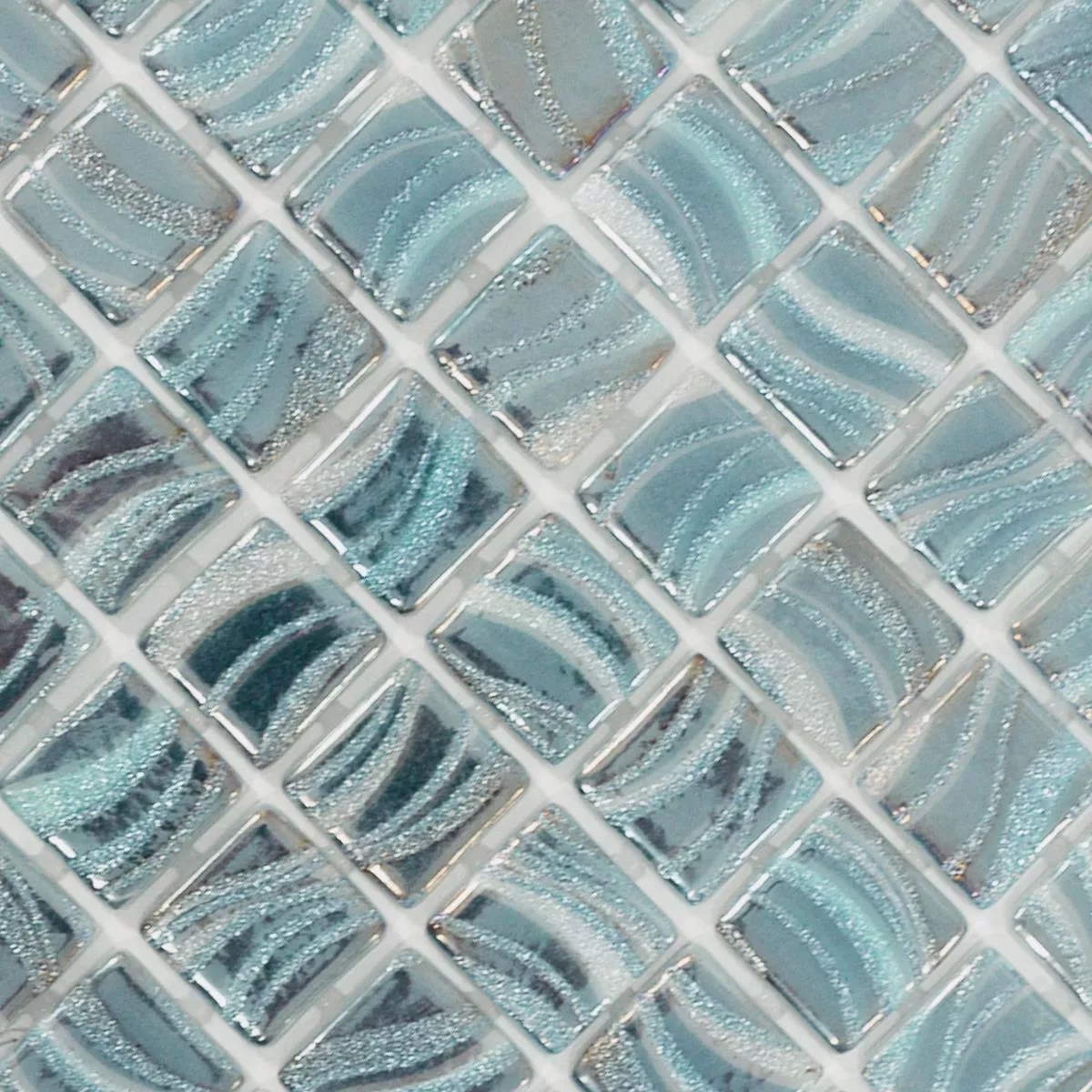 Glass Swimming Pool Mosaic Marisburg Sky Blue Glitter