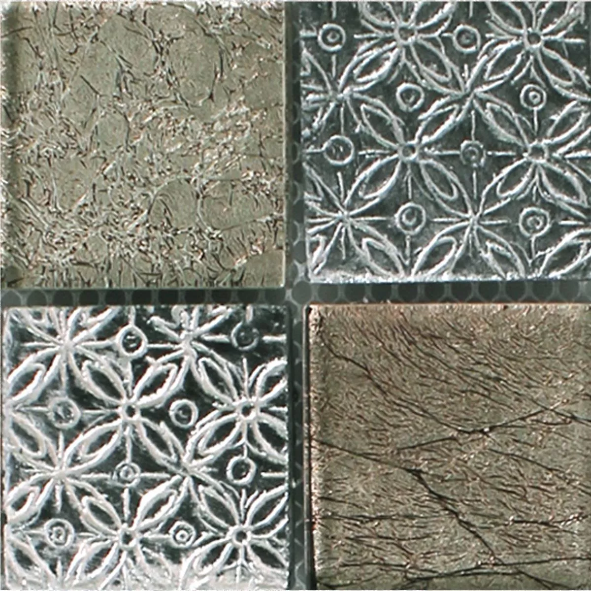 Próbka Mozaika Szkło Żywica Kamień Naturalny Friesia Srebrny