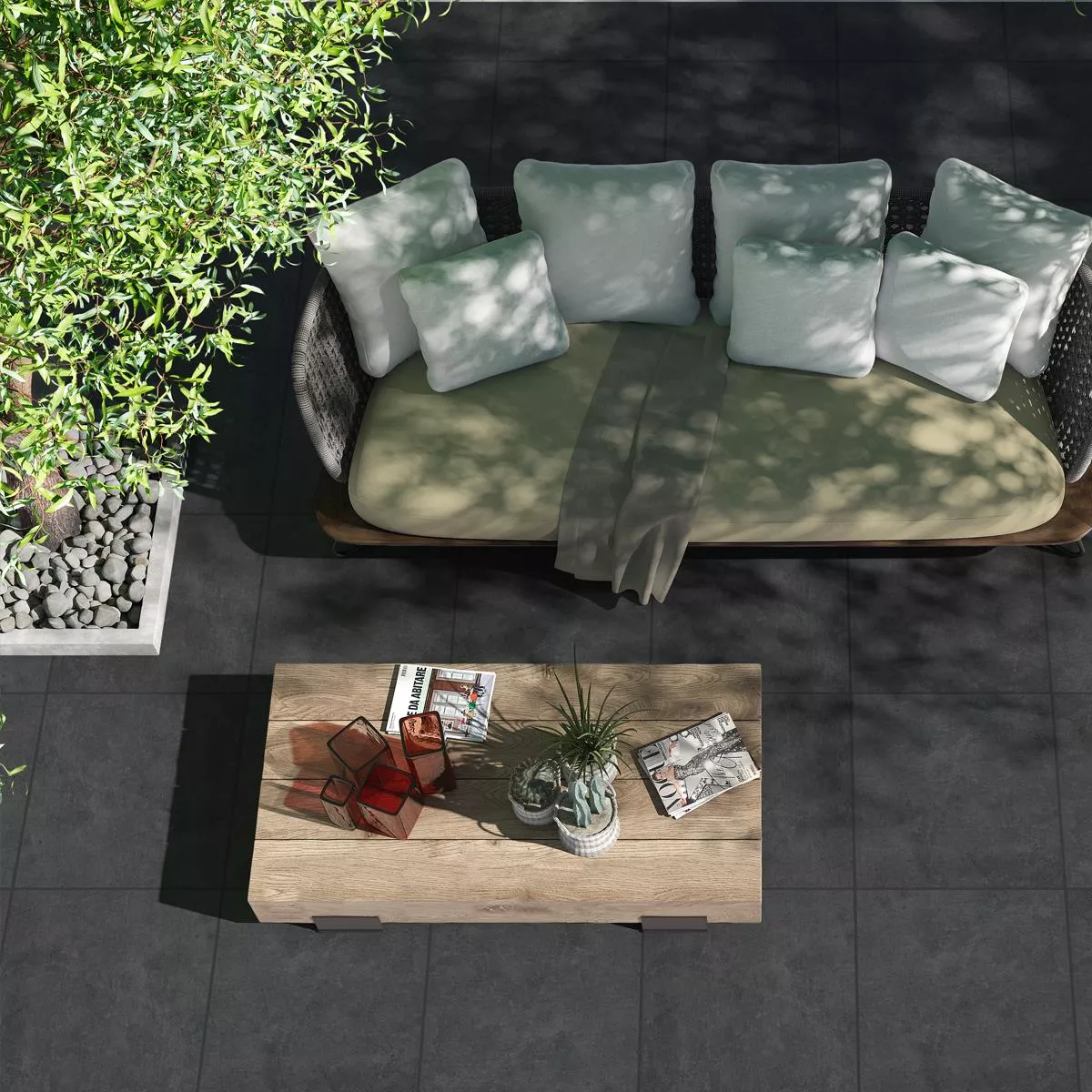 Dalles De Terrasse Grès Cérame Pleine Masse Petersburg Anthracite 60x60x2 cm