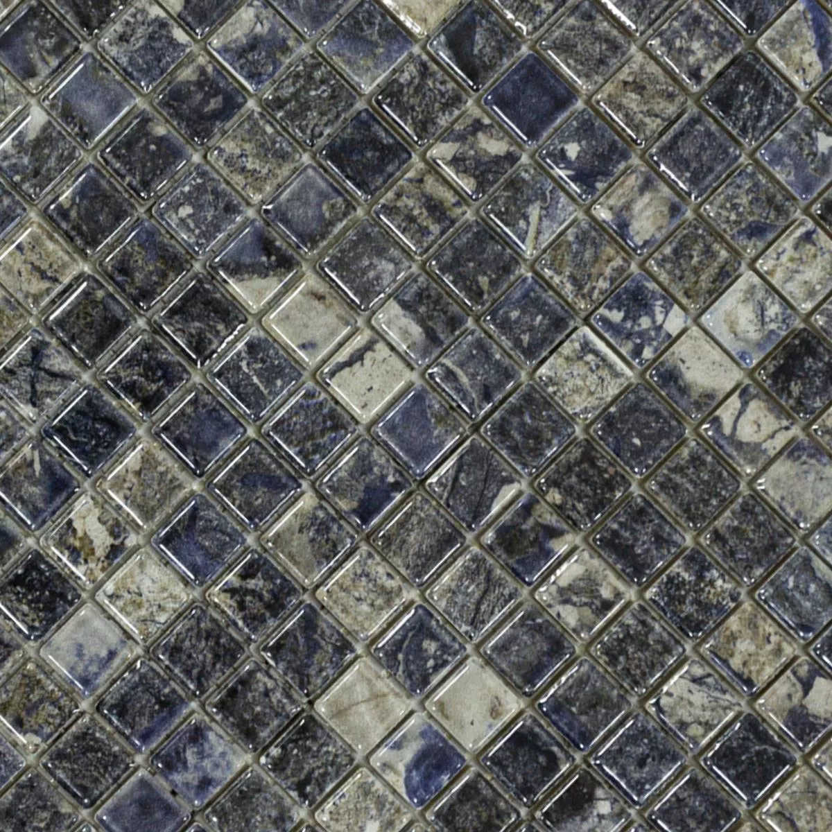 Mosaico Cerâmico Azulejos Elysium Aparência de Mármore Azul Escuro 12