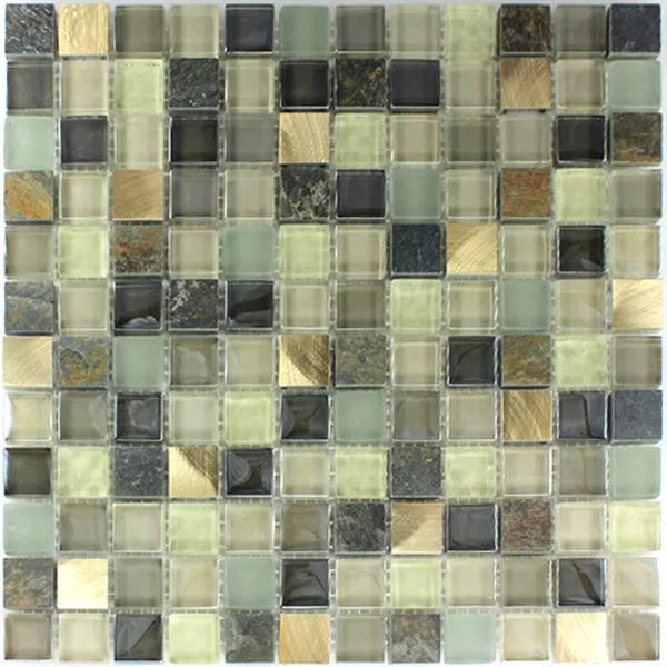Alu-Mosaico Mosaico De Vidro Pedra Natural Quartzito Azulejo Mosaico