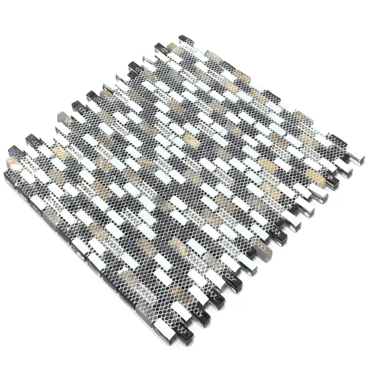Vidro Mármore Alumínio Azulejo Mosaico Patterson Marrom Mix