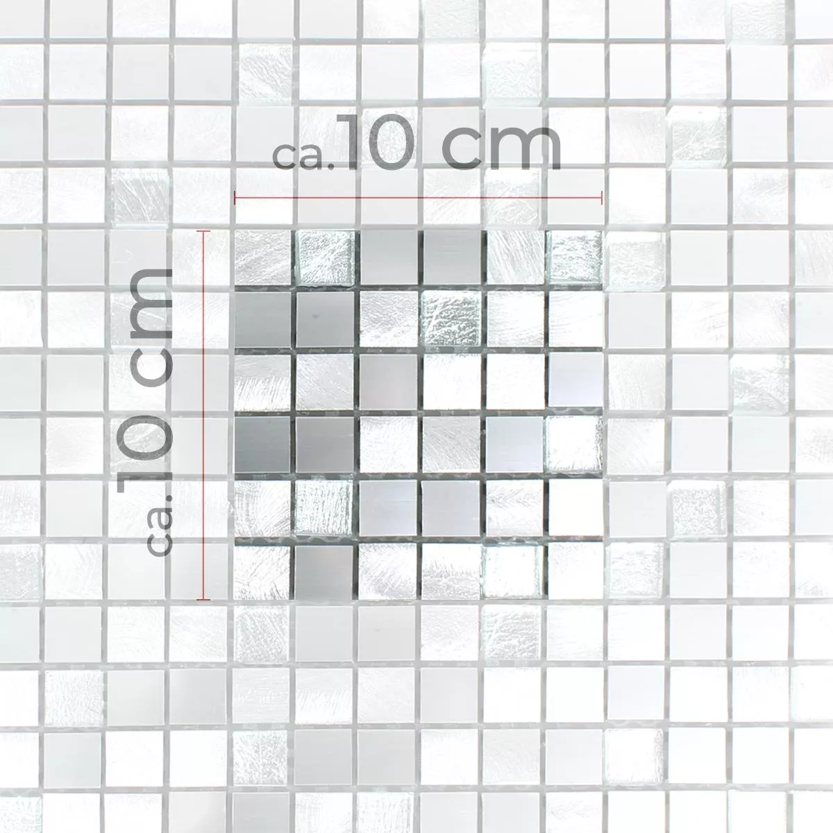 Prøve Mosaik Fliser Lissabon Aluminium Glas Mix Sølv