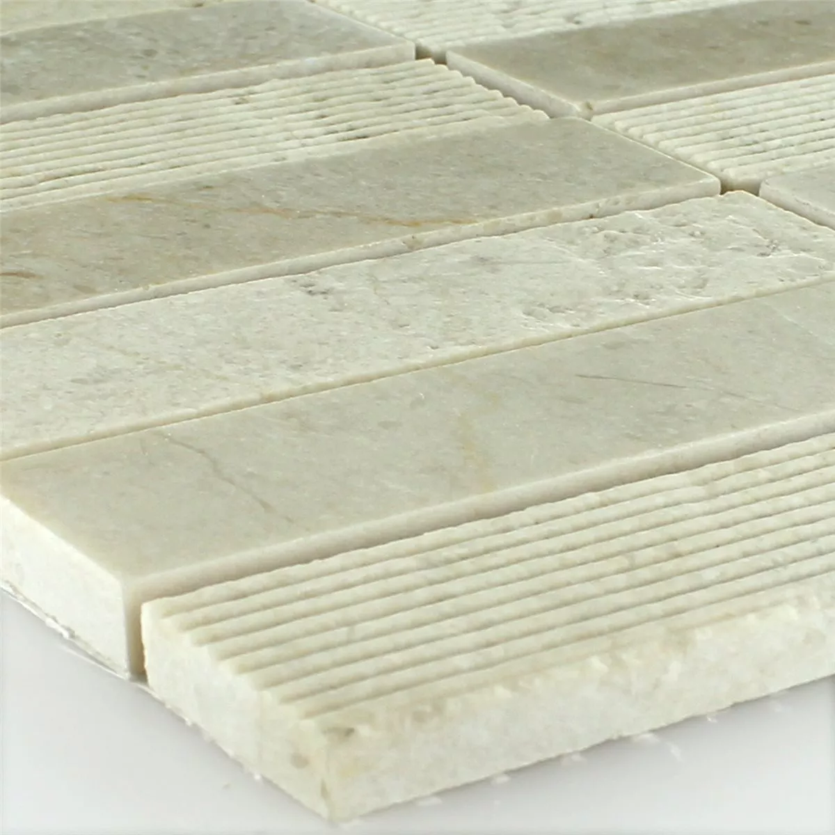Próbka Mozaika Marmur Pałeczki Frezowane Polerowany Beżowy