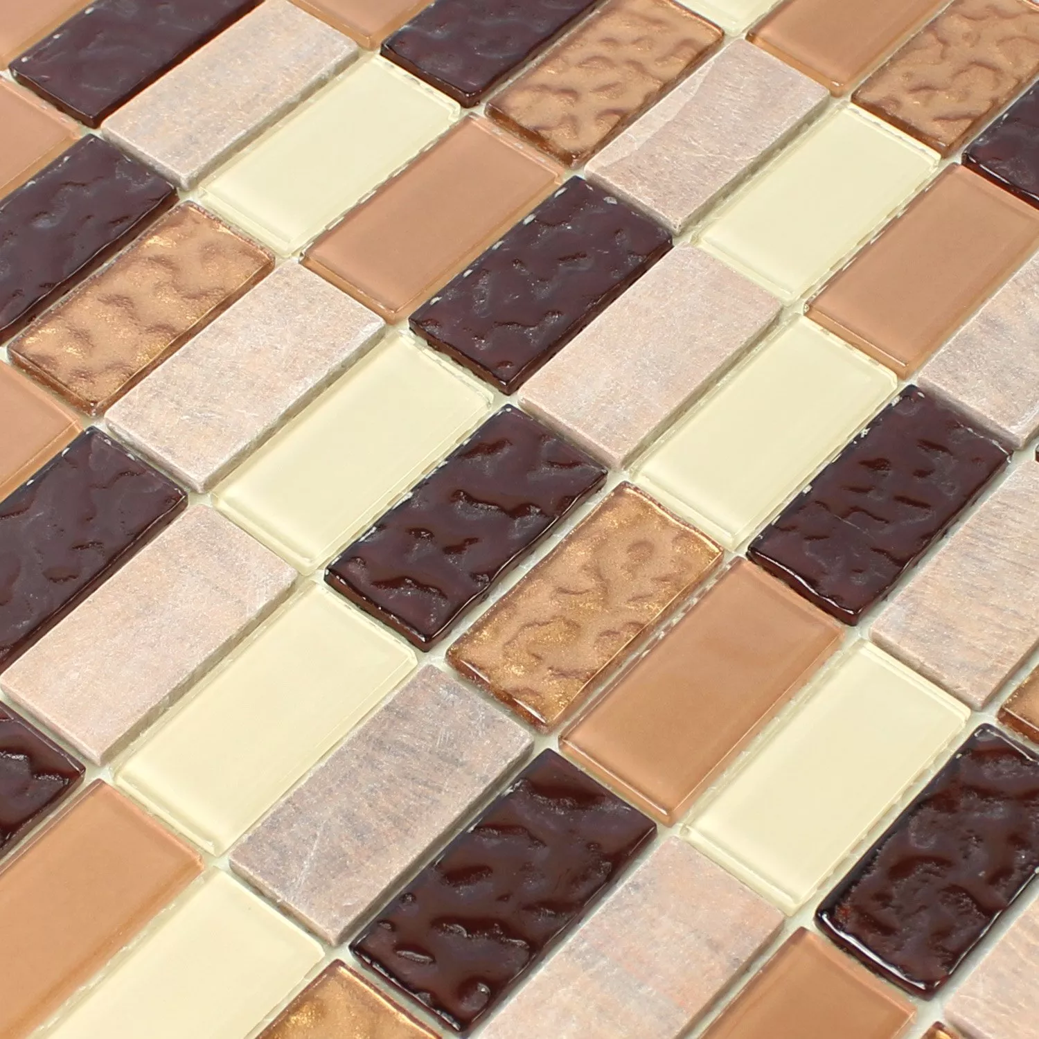 Mosaic Tiles Natural Stone Glass Self Adhesive Beige Brown Brick