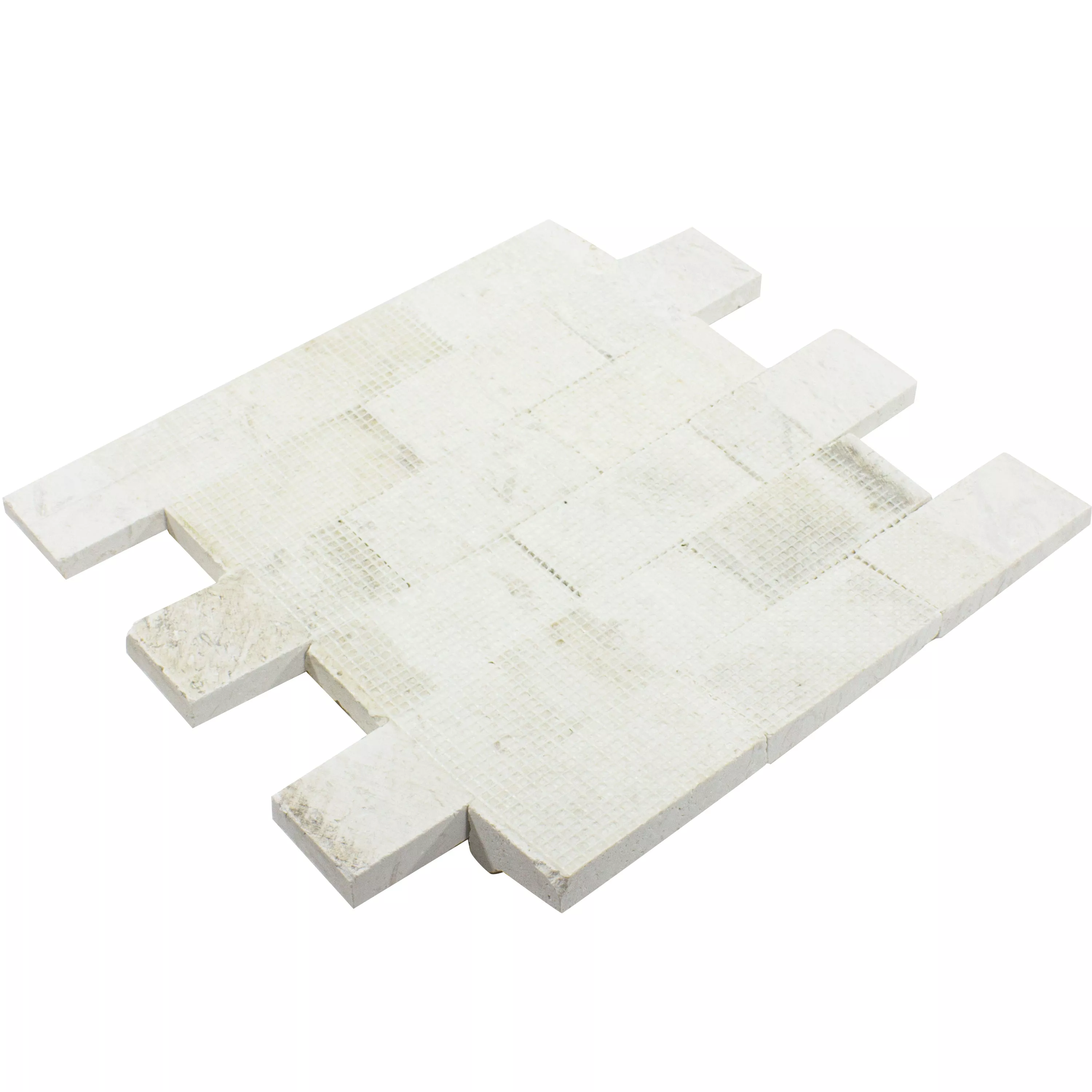 Mozaik Csempe Természetes Kő Kansas Splitface 3D Fehér