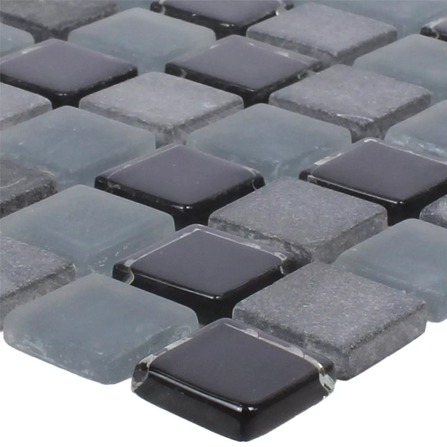 Mosaico Marmo Vetro Mix Kobra Nero Grigio 15 Mosaico Marmo Vetro Mix Kobra Nero Grigio 15