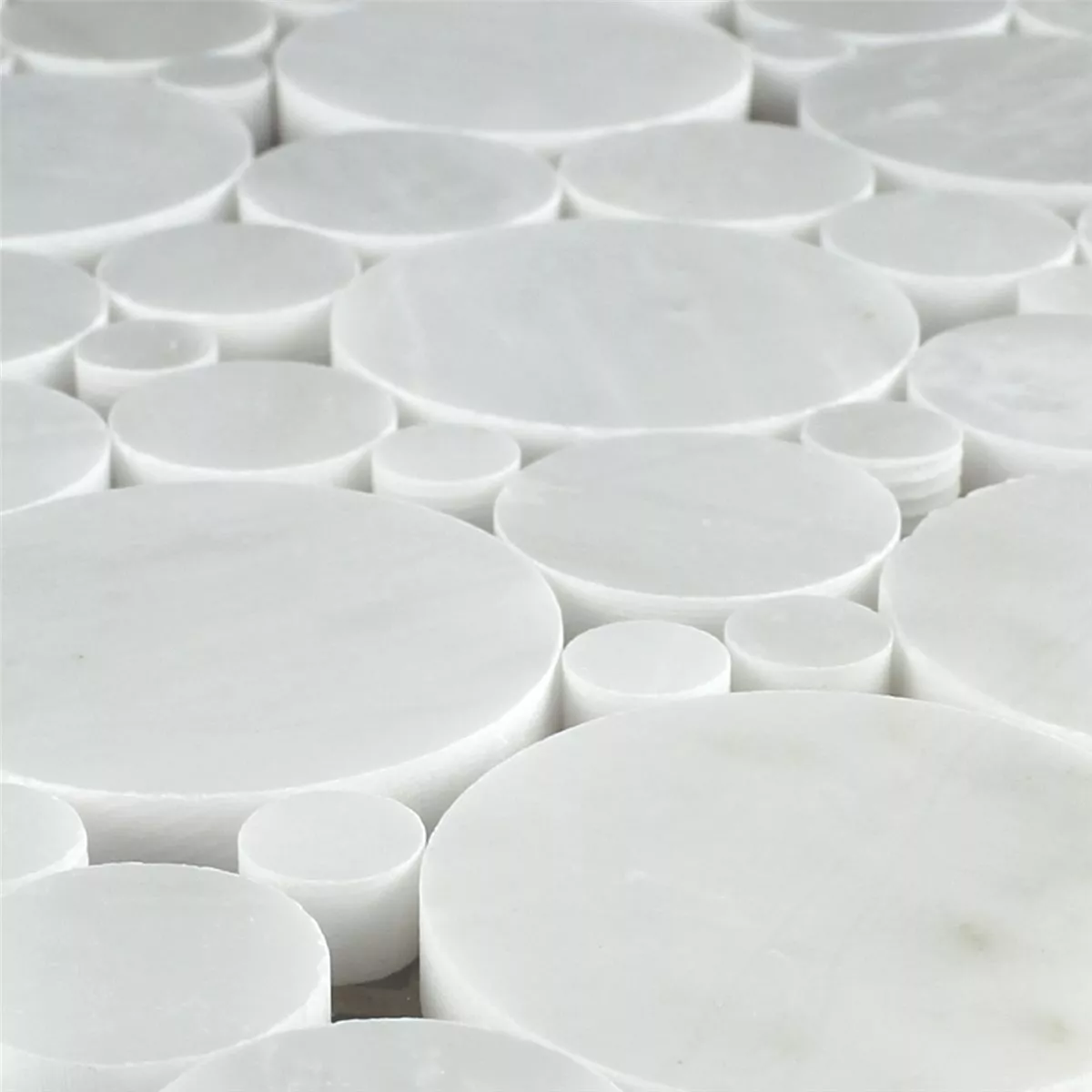 Muster von Mosaikfliesen Marmor Marimar Rund Weiss Poliert