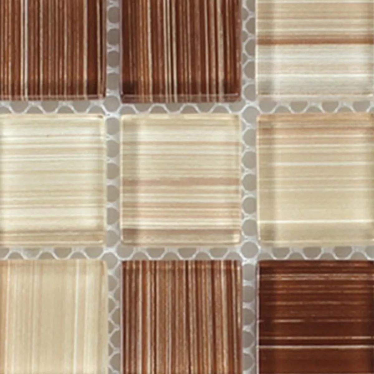 Muster von Mosaikfliesen Gestreift Glas Kristall Braun Beige Mix