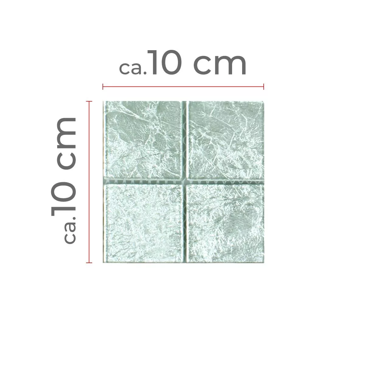 Muster von Mosaikfliesen Glas Lucca Silber 48x48x4mm