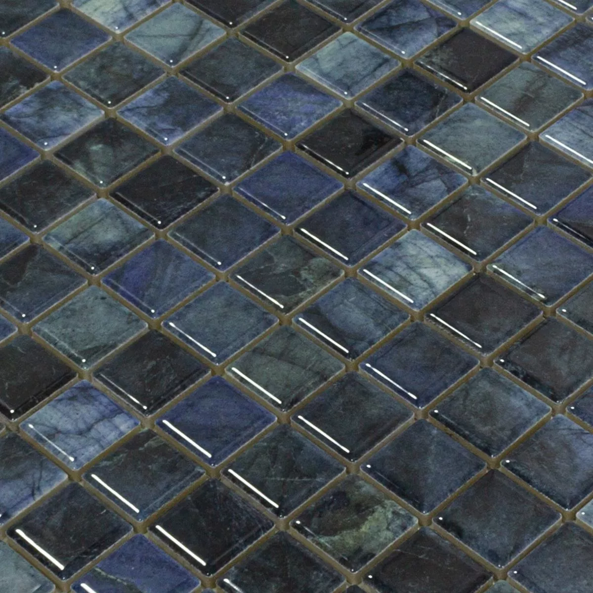 Mosaico Cerâmico Azulejos Elysium Aparência de Mármore Azul 23