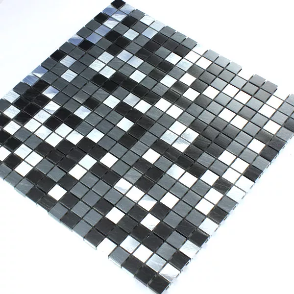 Padrão de Azulejo Mosaico Alumínio Preto Prata 