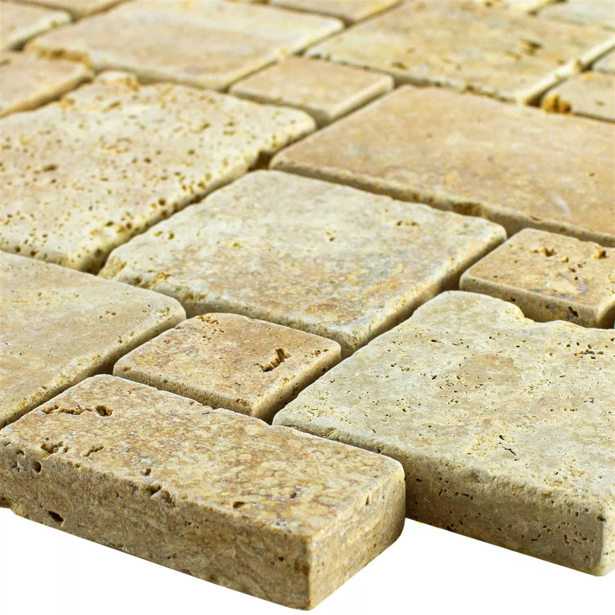 Sample Natural Stone Travertine Mosaic Tiles LaGrange Gold