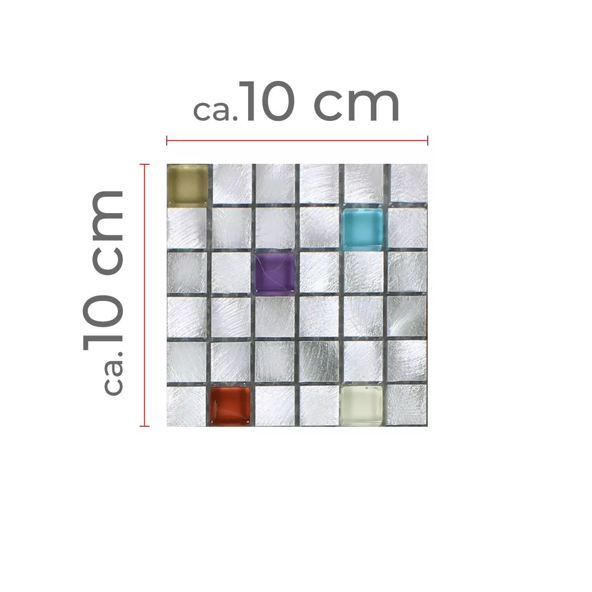 Mønster fra Mosaikkfliser Lissabon Aluminium Glass Mix Farget