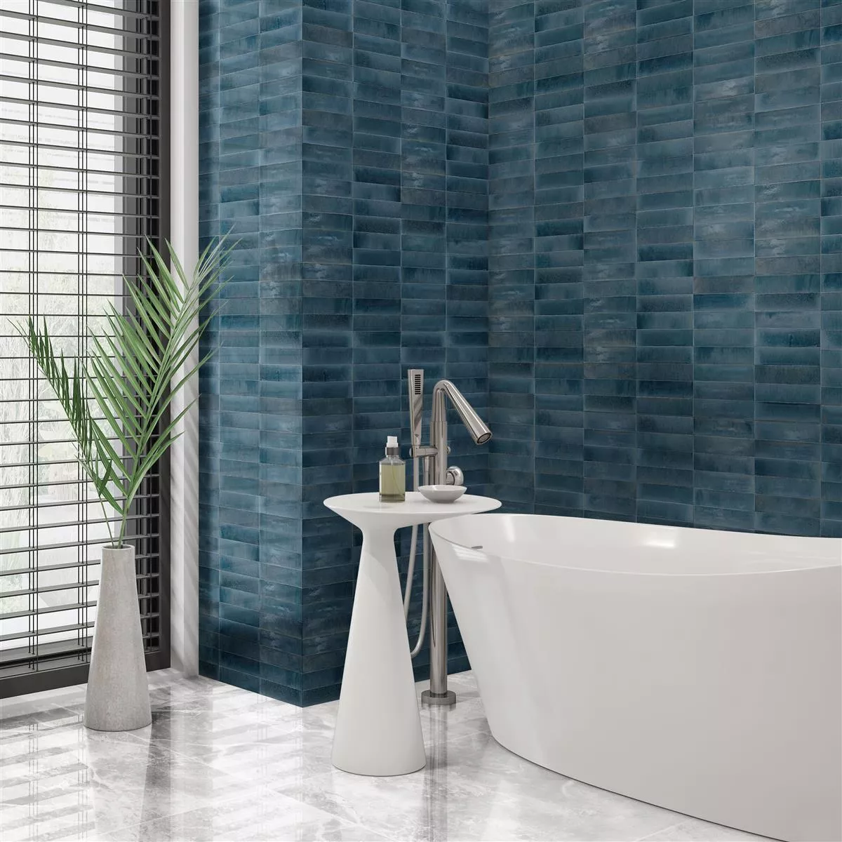 Sample Wall Tiles Laguna Glossy Waved Blue 6x24cm