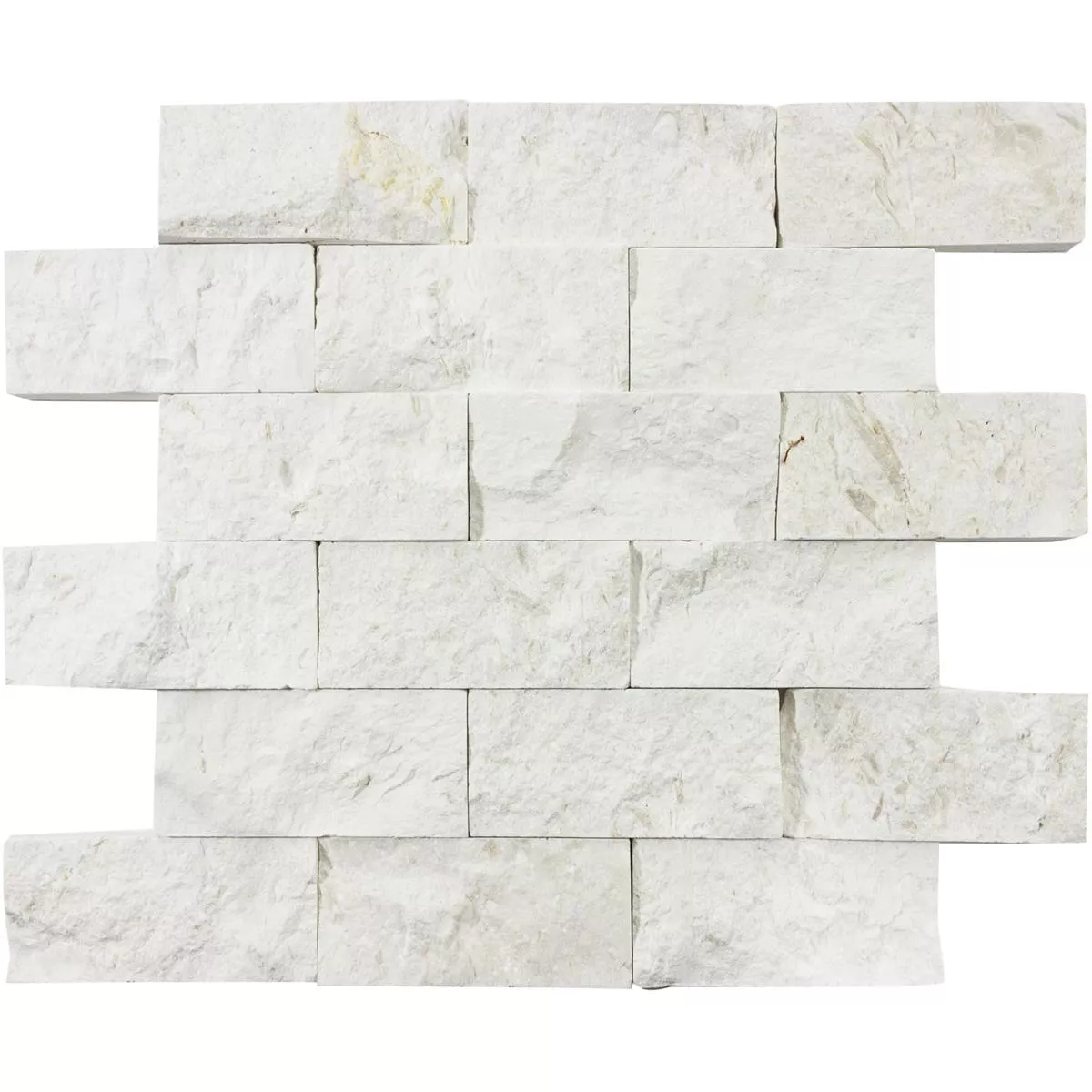 Azulejos De Mosaico Piedra Natural Kansas Splitface 3D Blanco