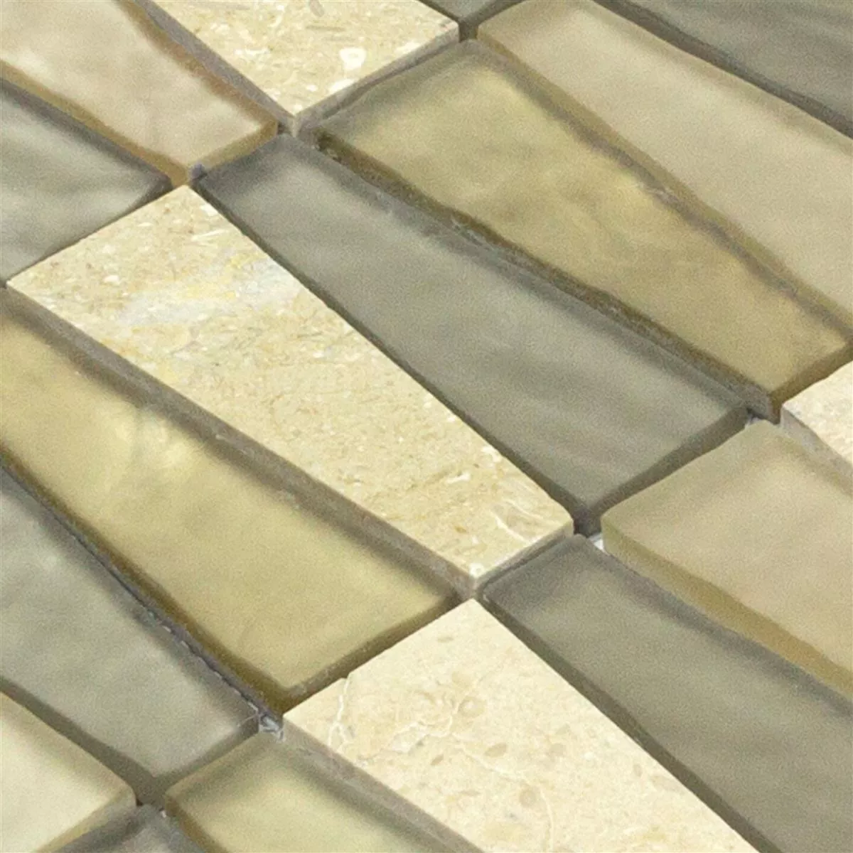 Sample Glass Natural Stone Mosaic Tiles Marseille Beige Brown Mix 