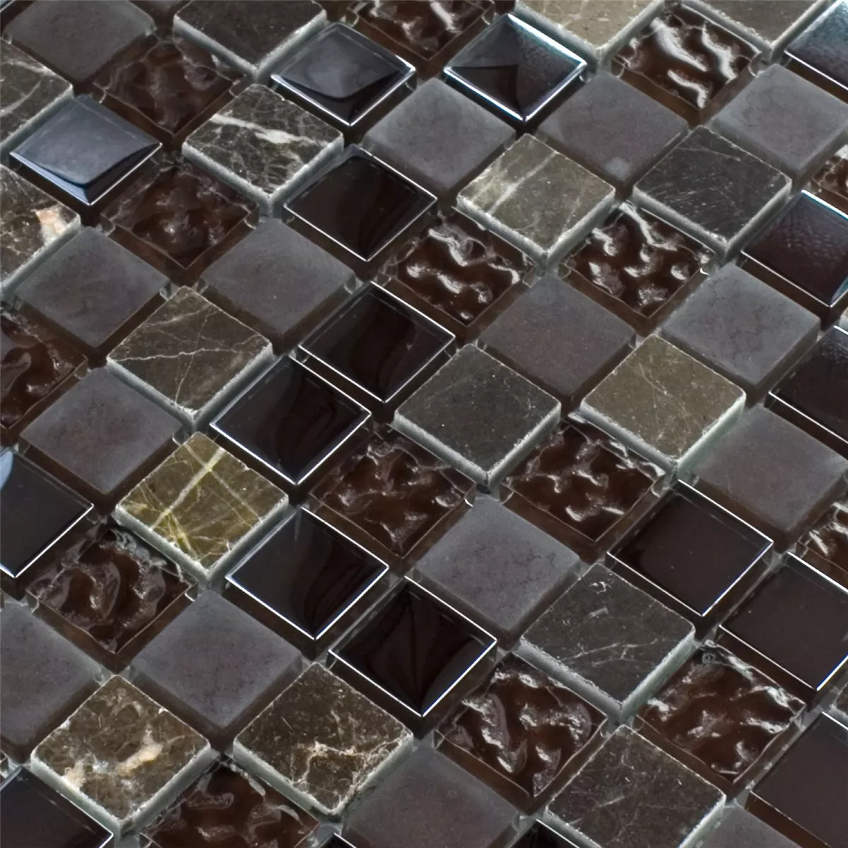 Próbka Mozaika Szkło Marmur Mix Sintra Brązowy 