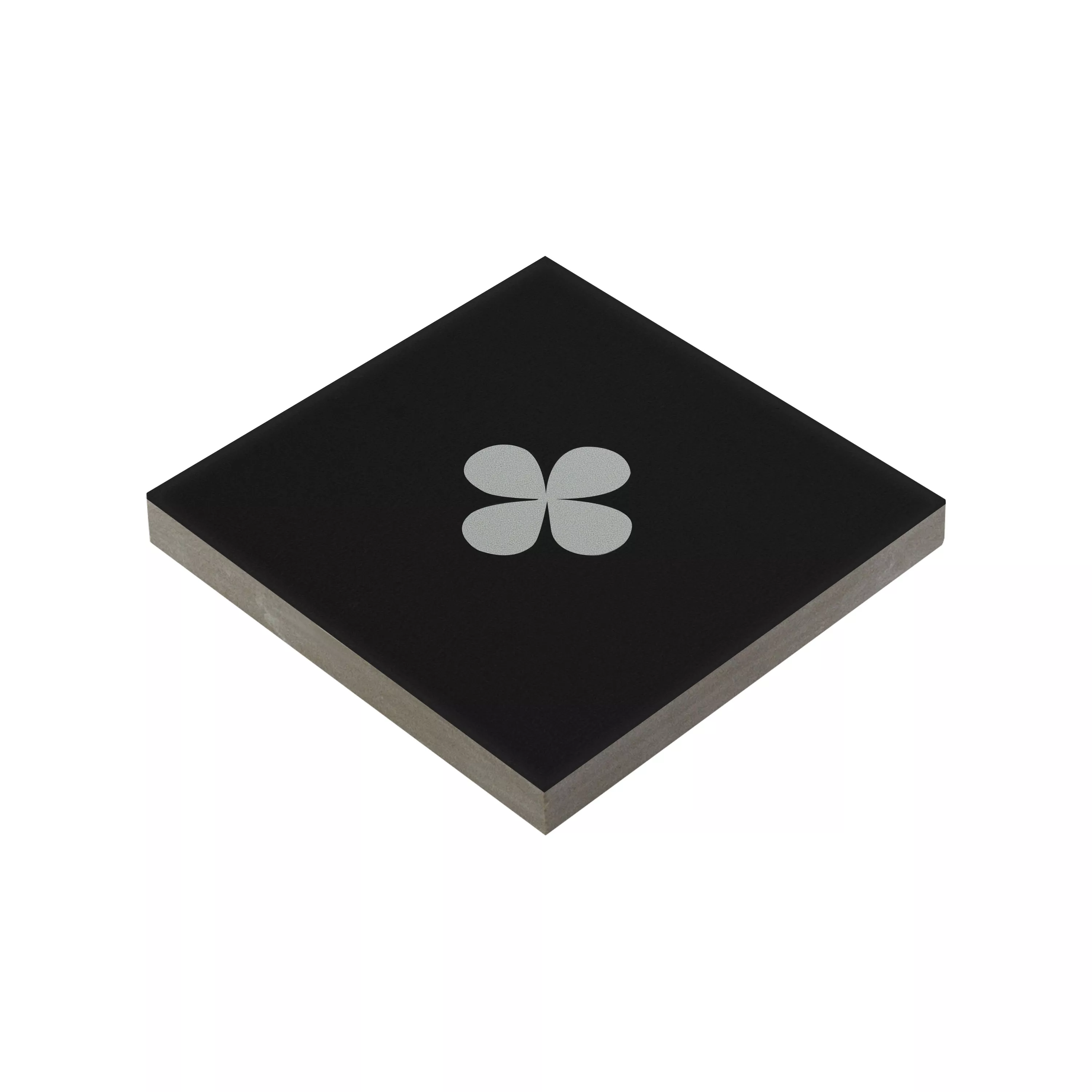 Gres Płytki Genexia Czarny Biały Decor 1 Rozeta  4,6x4,6cm