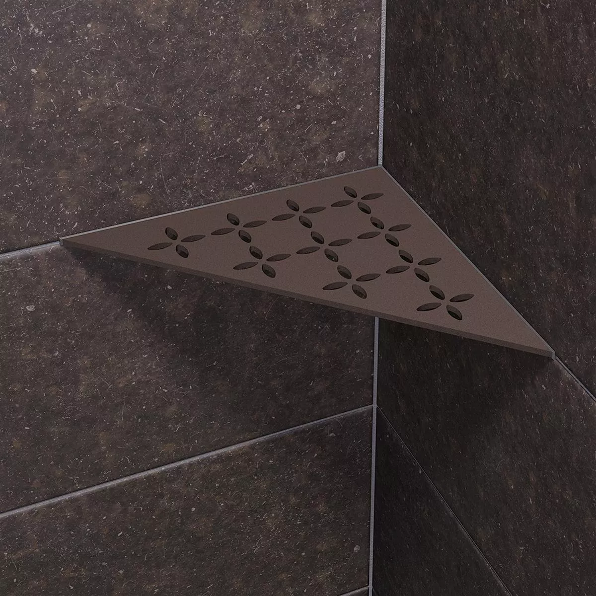 Fali polc zuhanypolc Schlüter háromszög 21x21cm virágos bronz