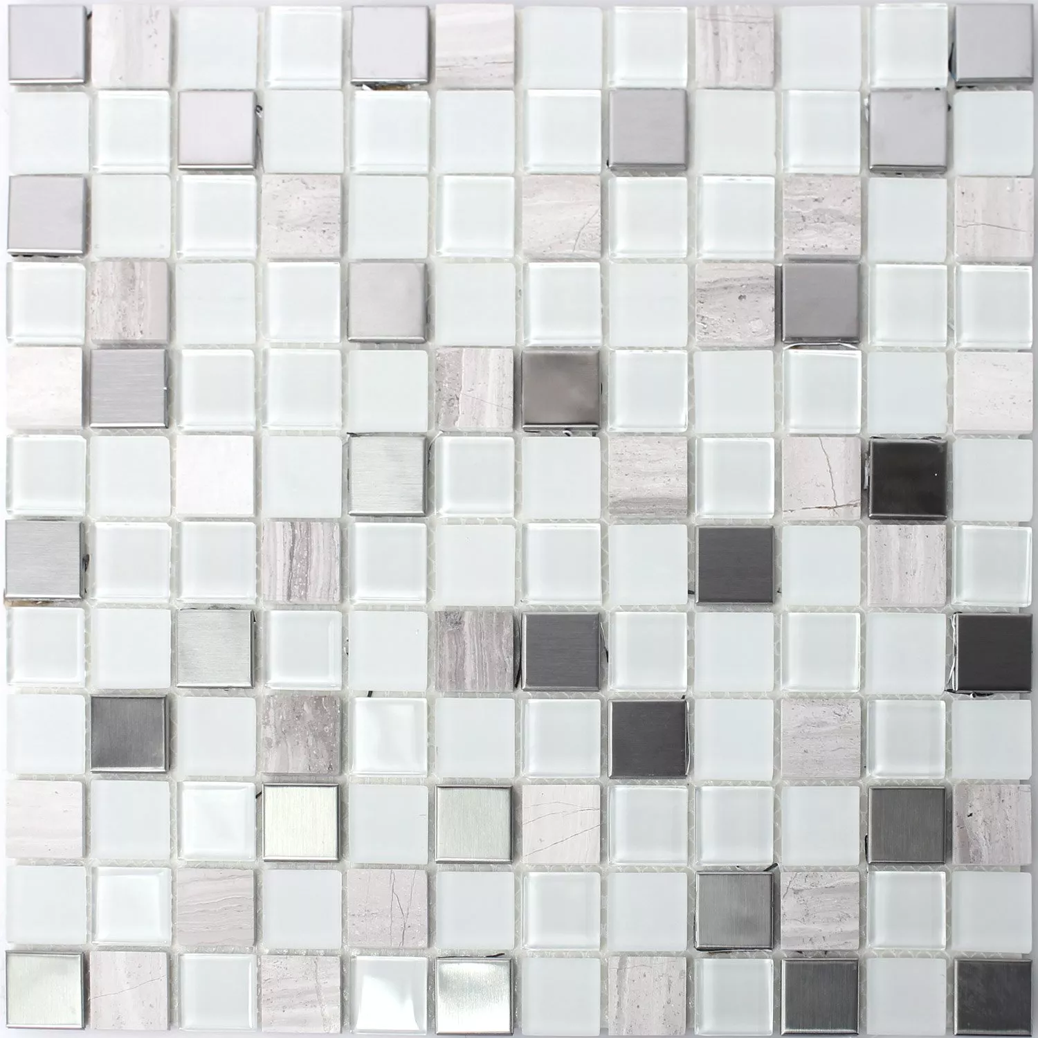 Mønster fra Selvklebende Metall Stein Mosaikkfliser Glass Hvit