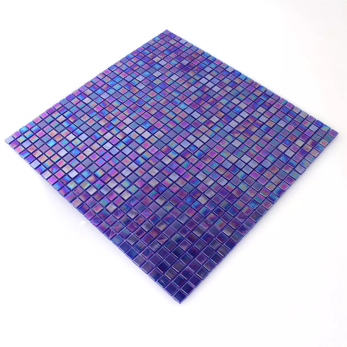 Sample Mosaic Tiles Glass Nacre Effect Blue Uni