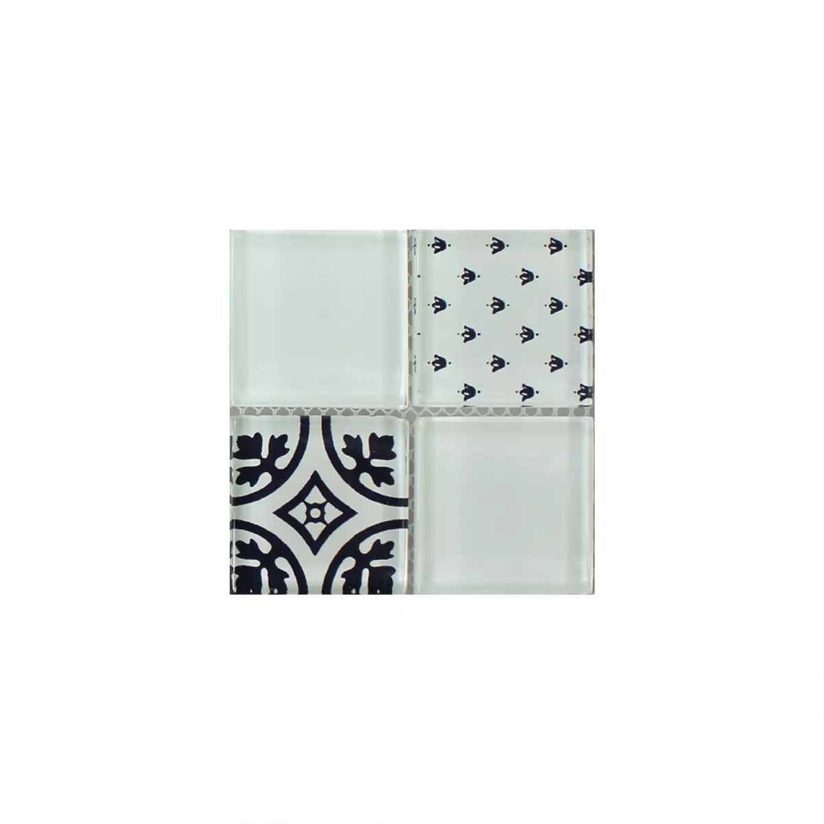 Mønster fra Mosaikkfliser Glass Barock Ornament Hvit