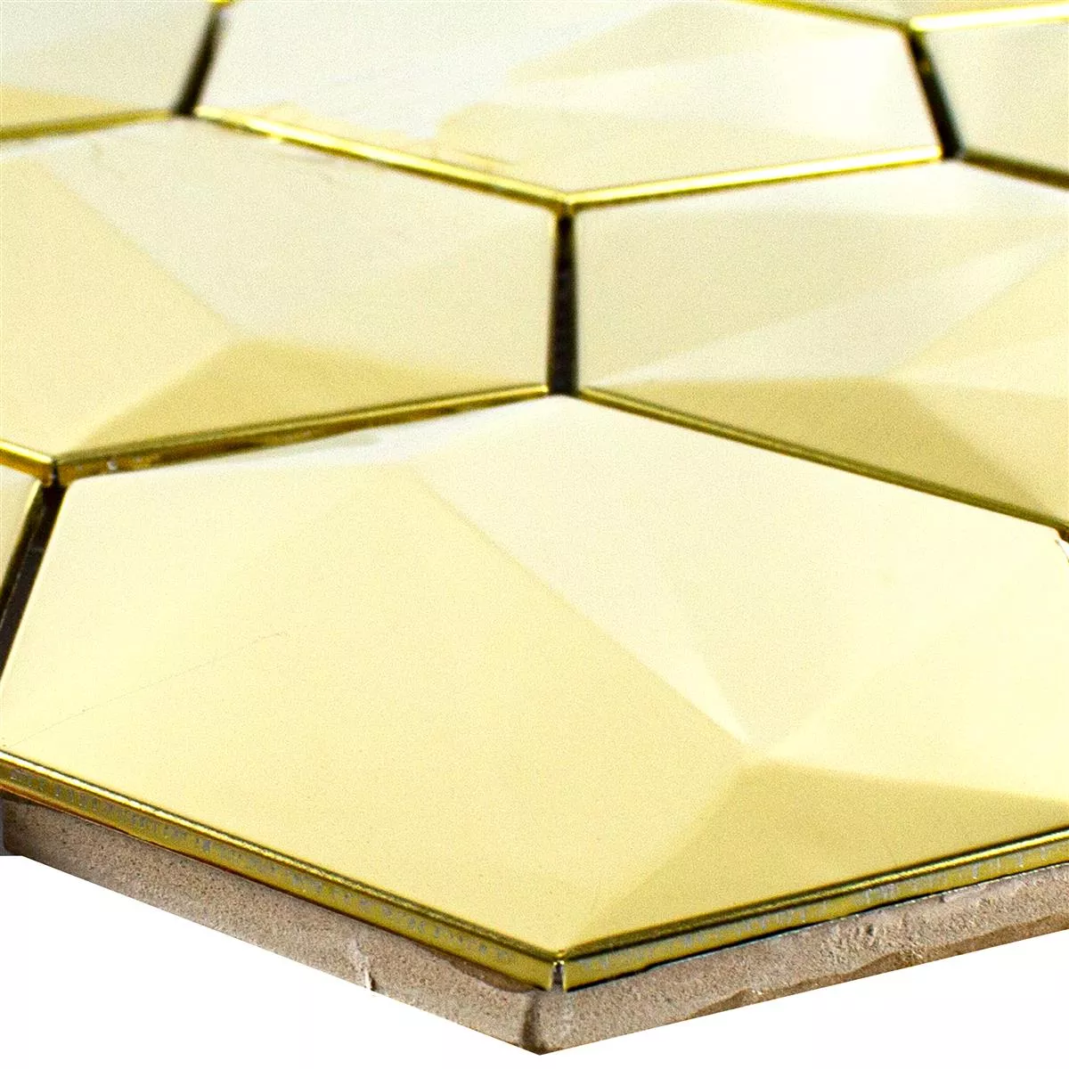 Sample Stainless Steel Mosaic Tiles Durango Hexagon 3D Gold