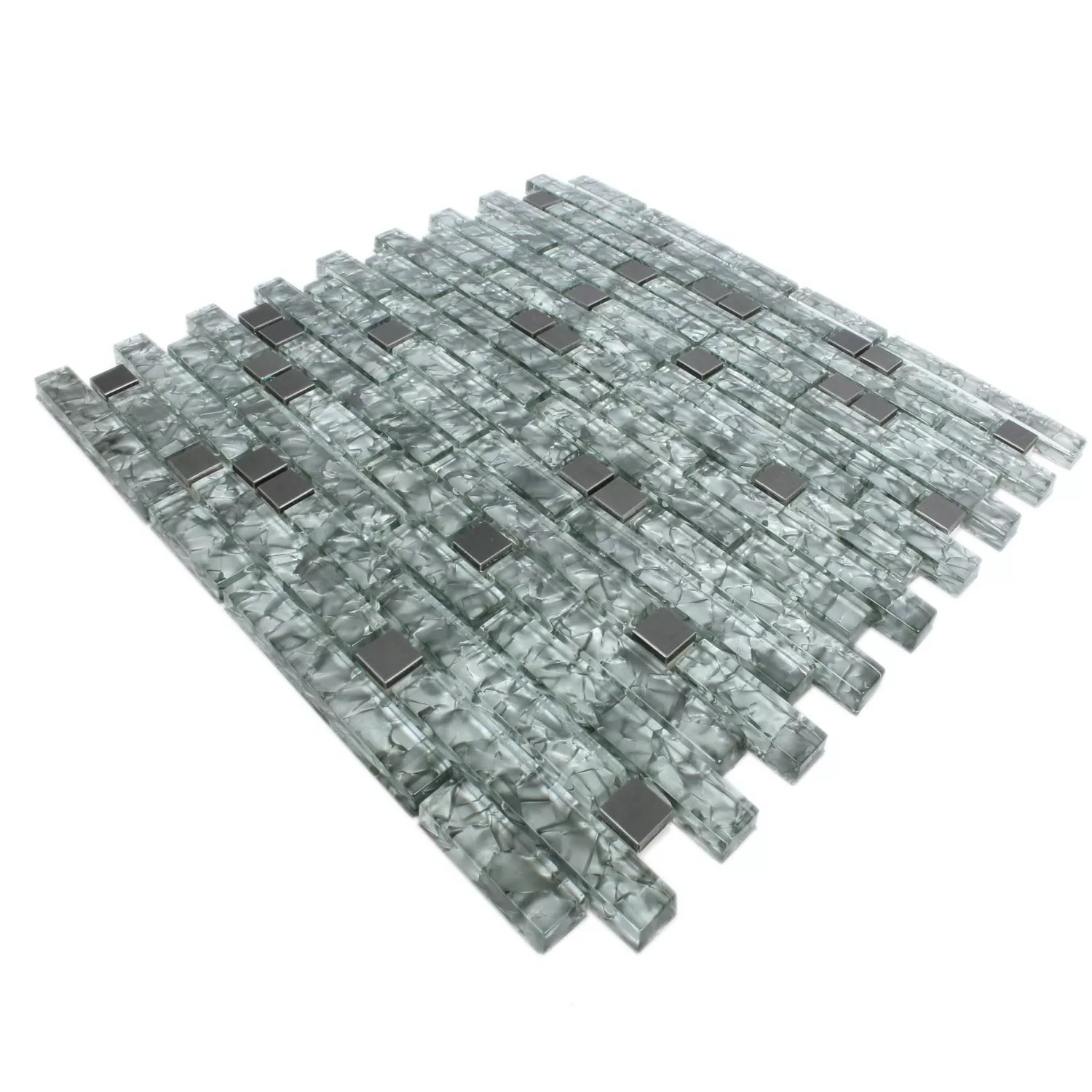 Sample Mosaic Tiles Zaide Stainless Steel Glass Mix Grey