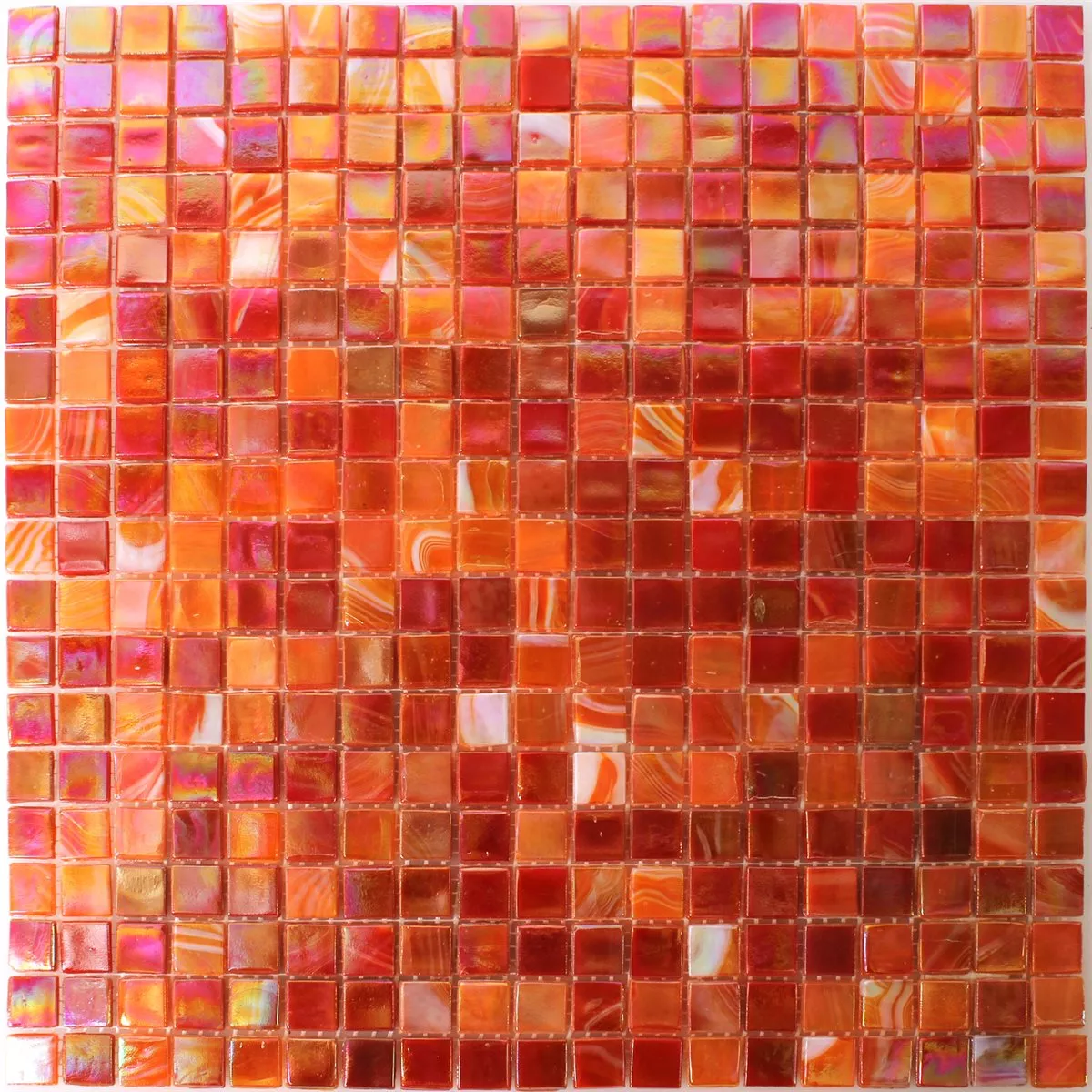 Model din Mozaic De Sticlă Gresie Efect Sidef Roșu Mix
