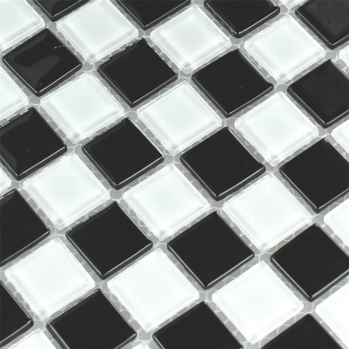 Mozaïektegel Glas Schaakbord Zwart Wit