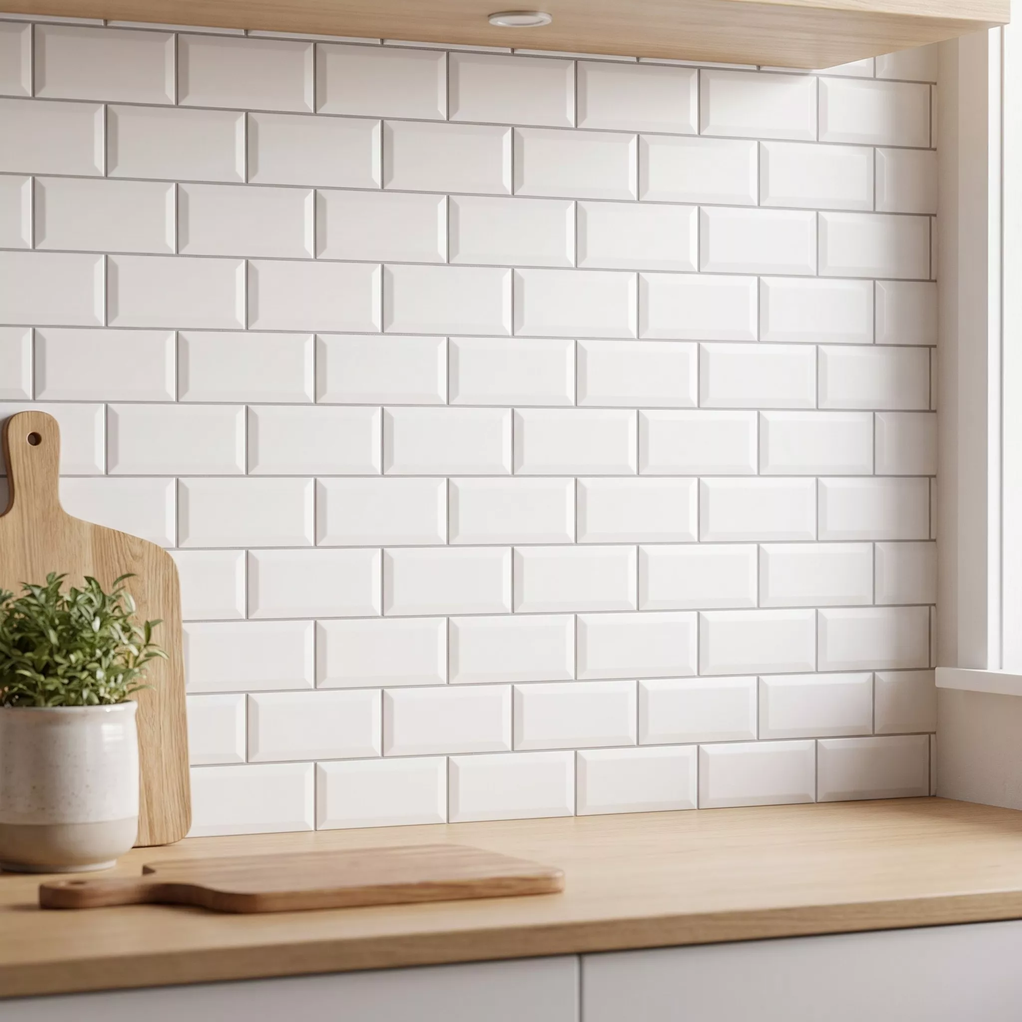 Metro flise Hvid Måtte 7,5x15 cm Med Facet Pitcox Blanco