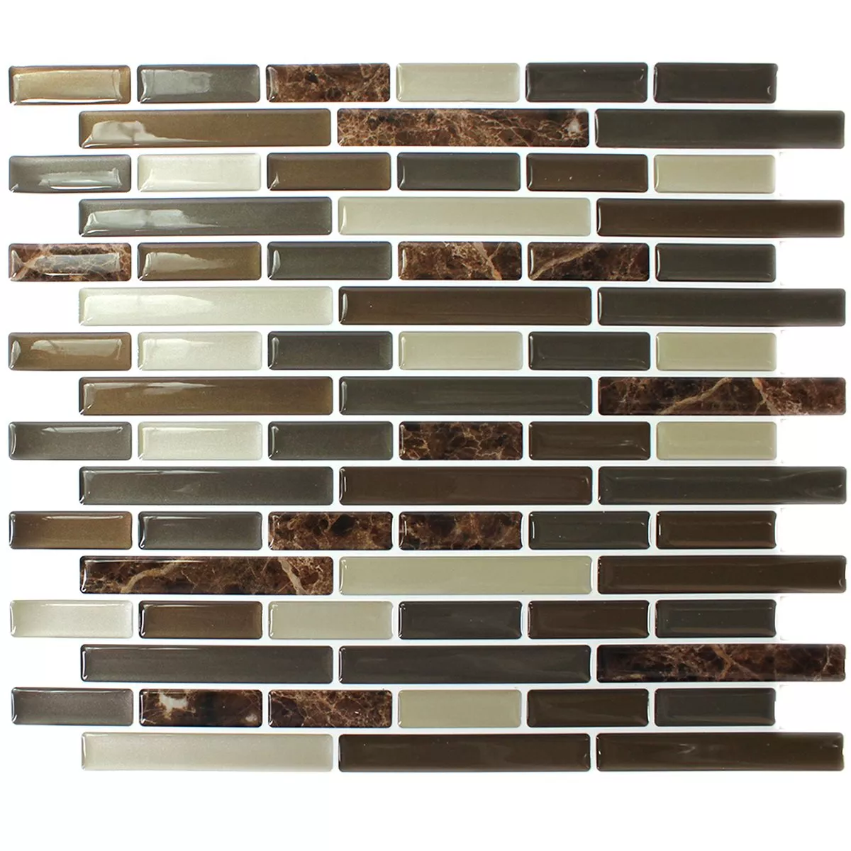 Mosaikfliesen Vinyl Braun Mix Selbstklebend 4er Pack