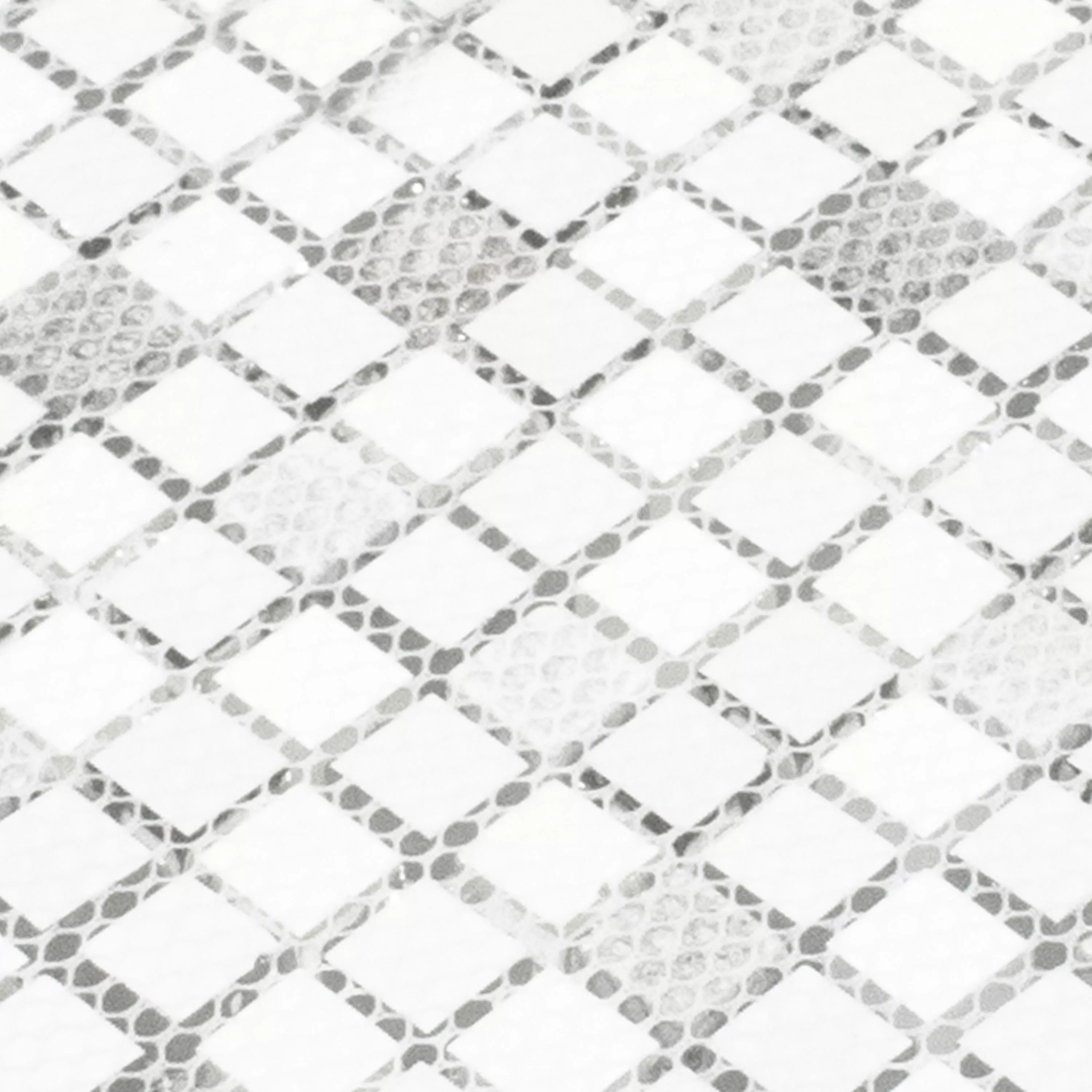 Glass Mosaic Tiles Lexington Glass Material Mix Blanc