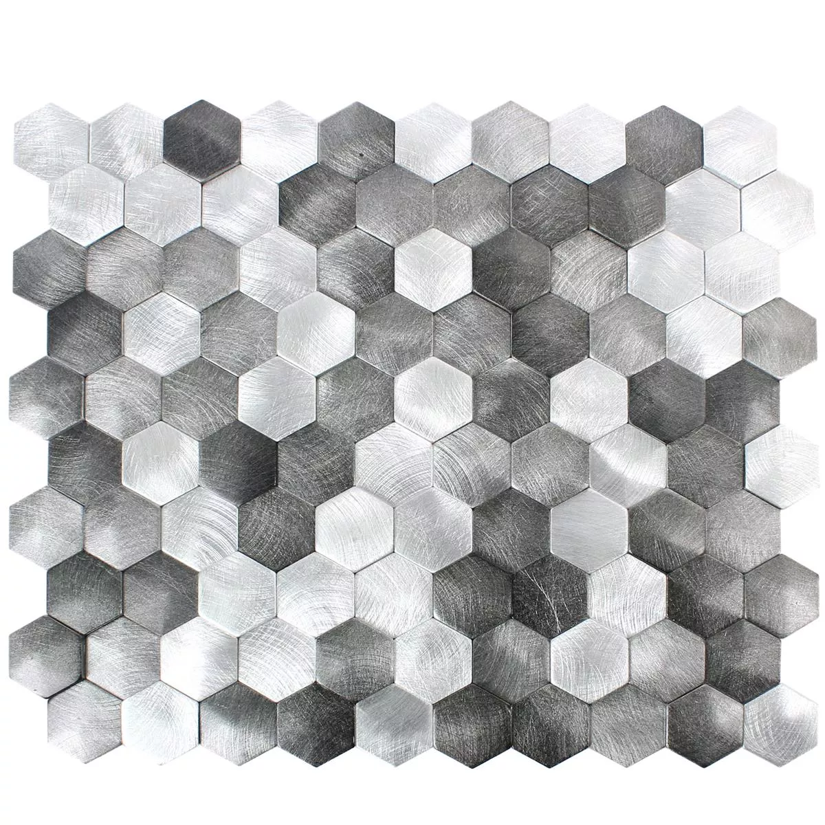 Πρότυπο από Ψηφιδωτά Πλακάκια Sindos Εξάγωνο 3D Μαύρος Ασήμι