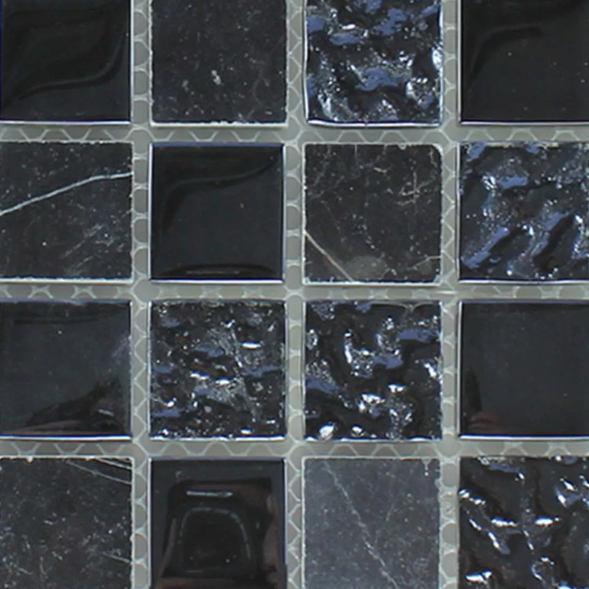 Mønster fra Mosaikkfliser Glass Marmor Svart Riflet 