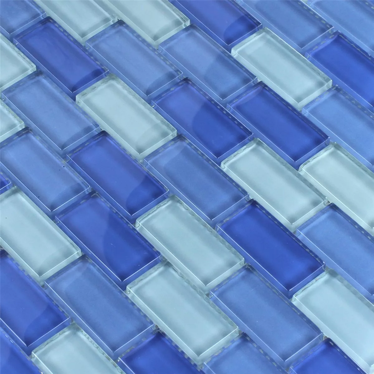 Mozaiková Dlaždice Sklo Brick Světle Modrá Mix 25x50x8mm