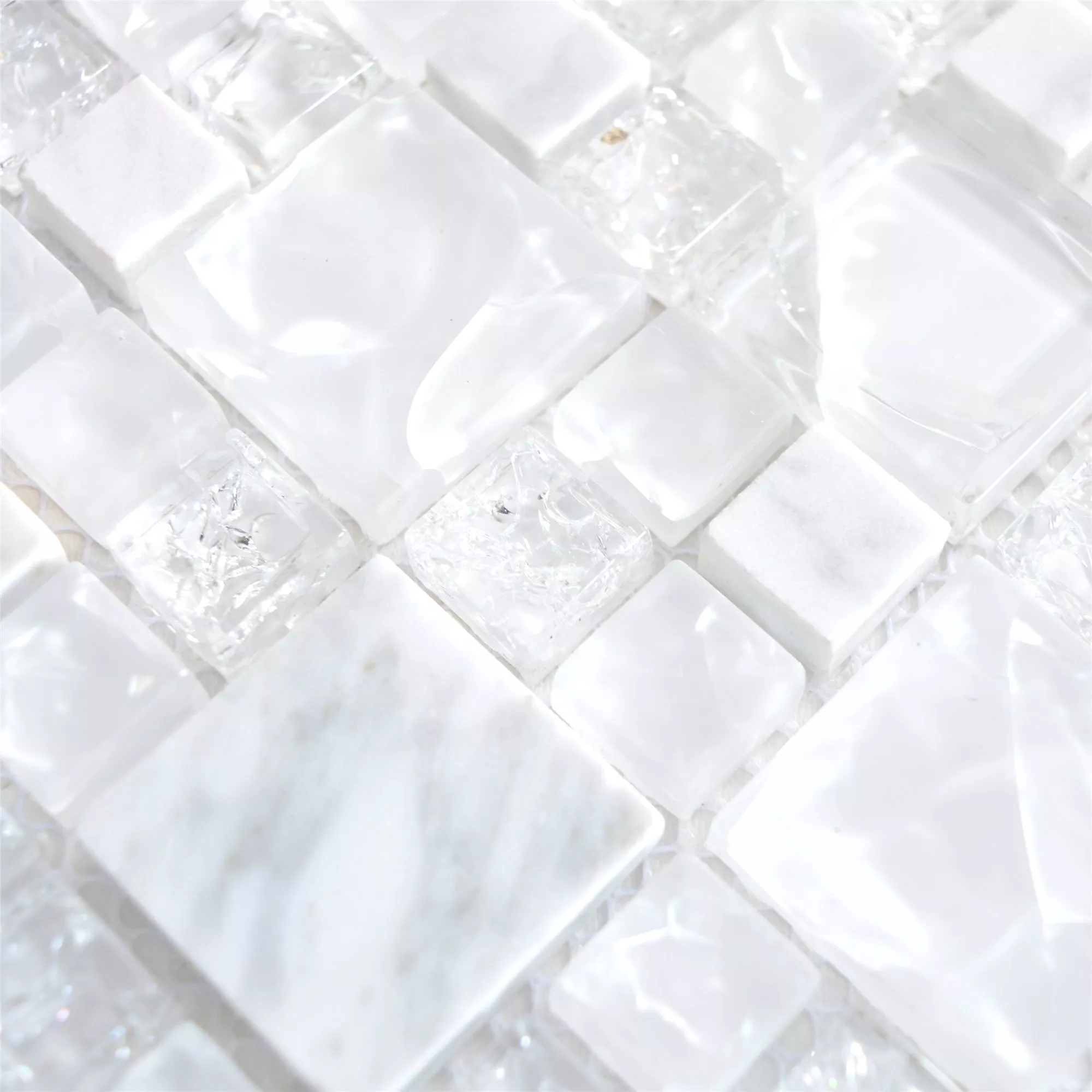 Sample Mozaïektegels Glas Natuursteen Malawi Wit ix