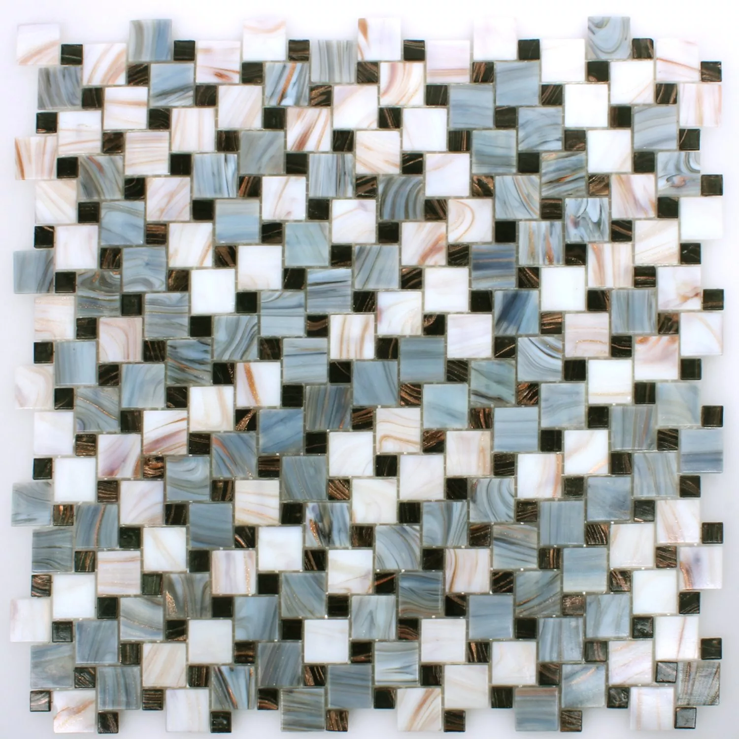 Padrão de Azulejo Mosaico Vidro Tahiti Cinza Branco