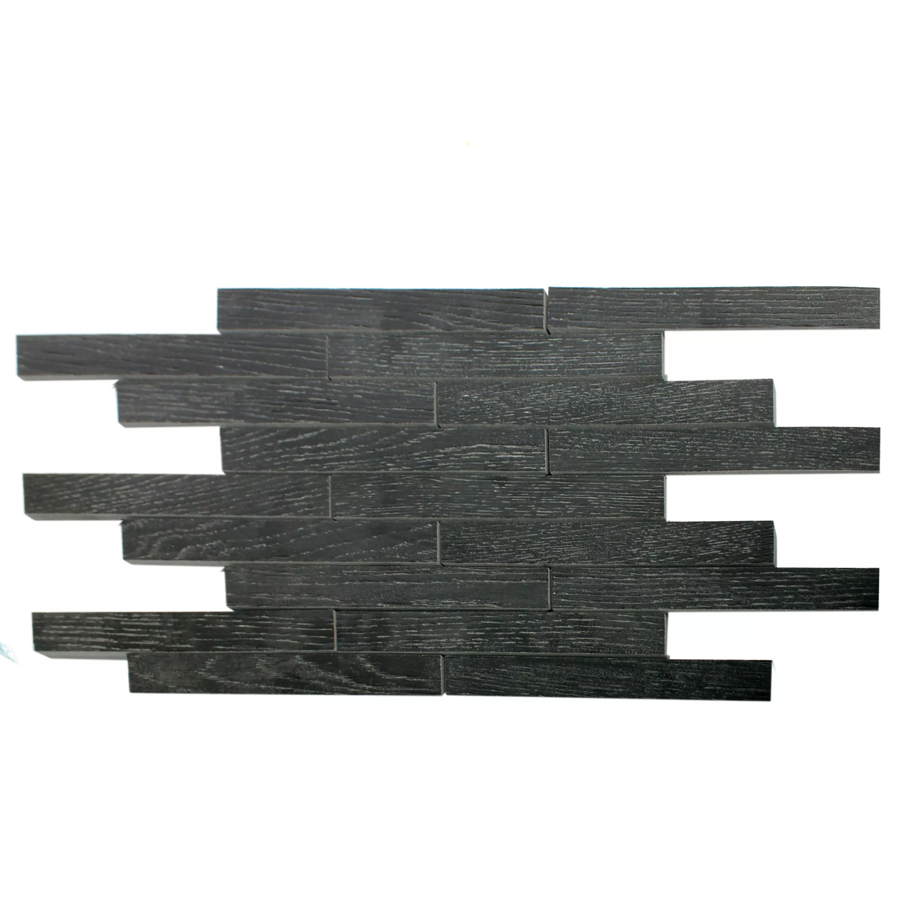 Sample Ceramic Mosaic Olympic Wood Optic Black Wall Bond R10/B