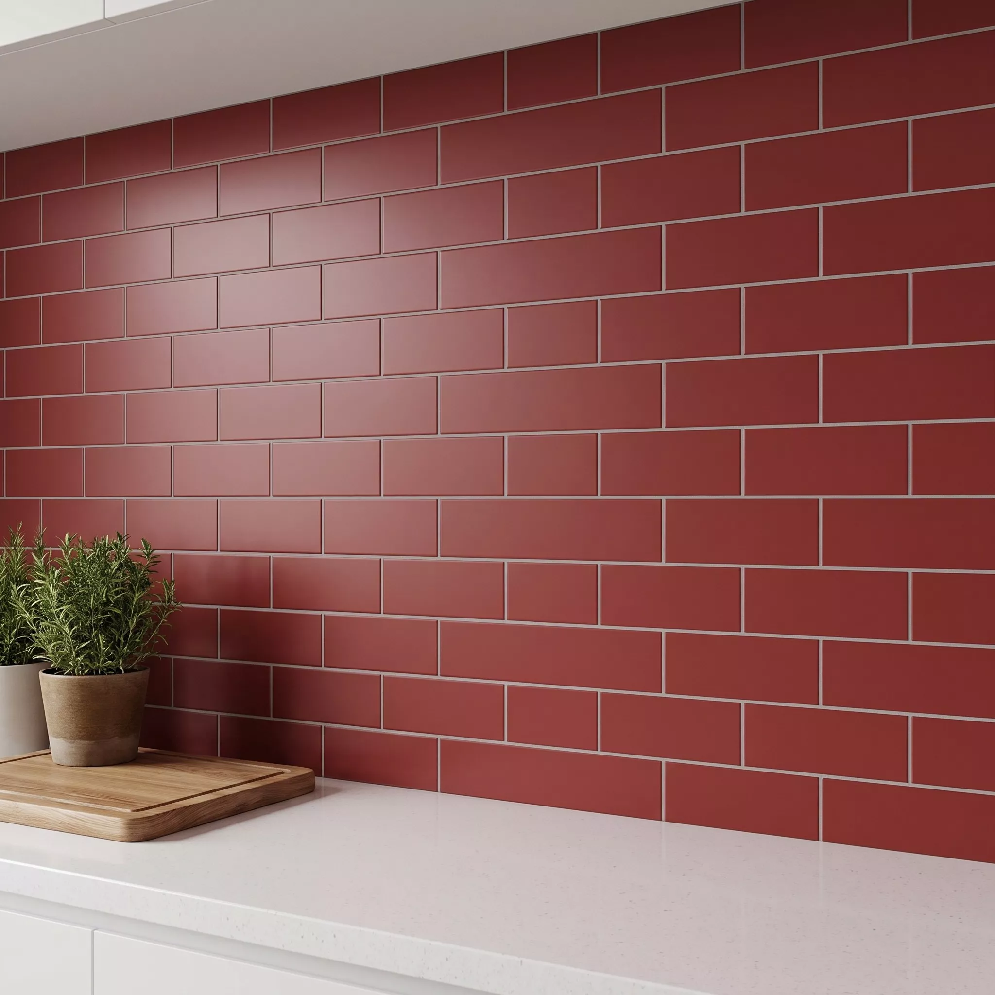 Metro tile Red Mat 10x20 cm Without Facet Avebury Burdeos