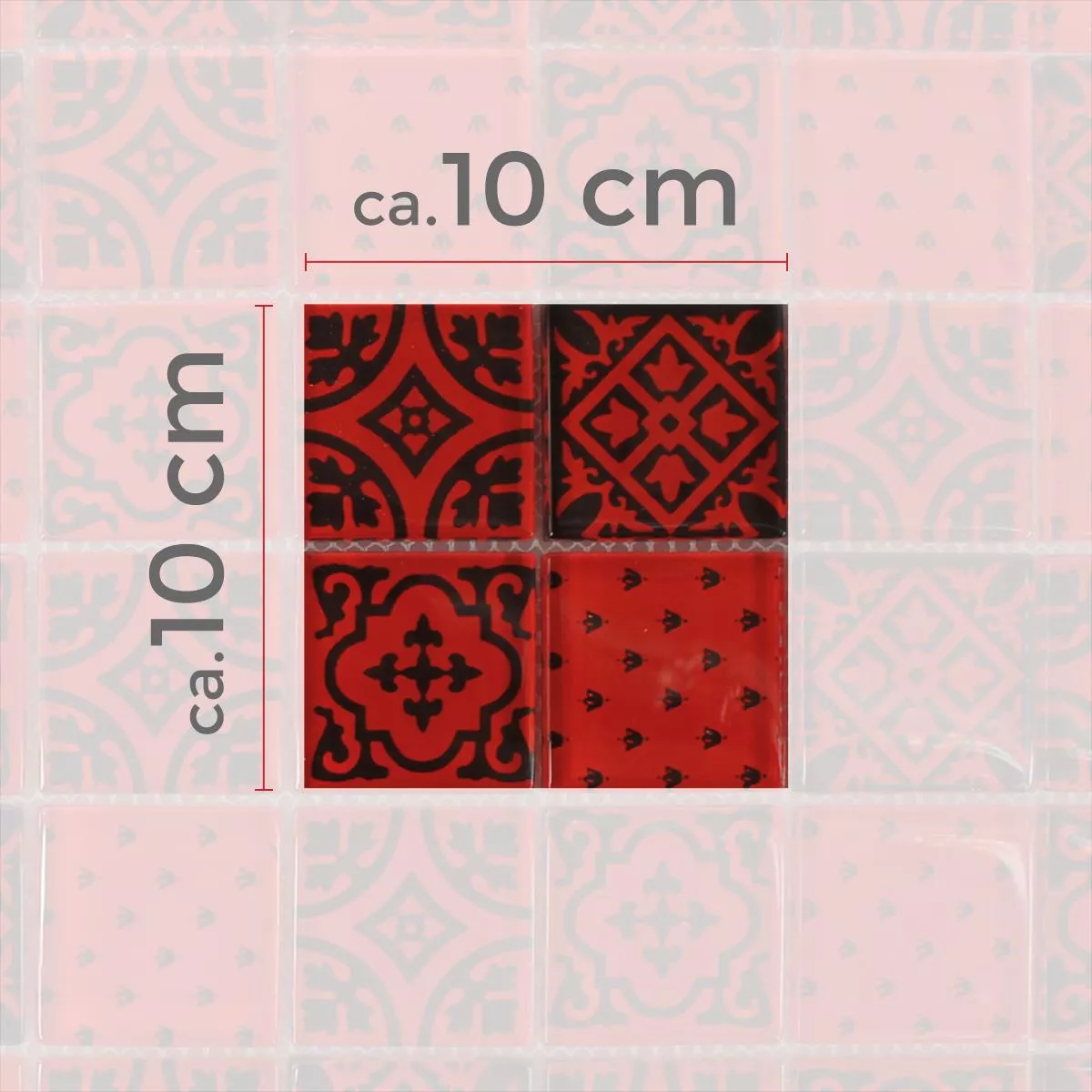 Mønster fra Mosaikkfliser Glass Barock Ornament Rød
