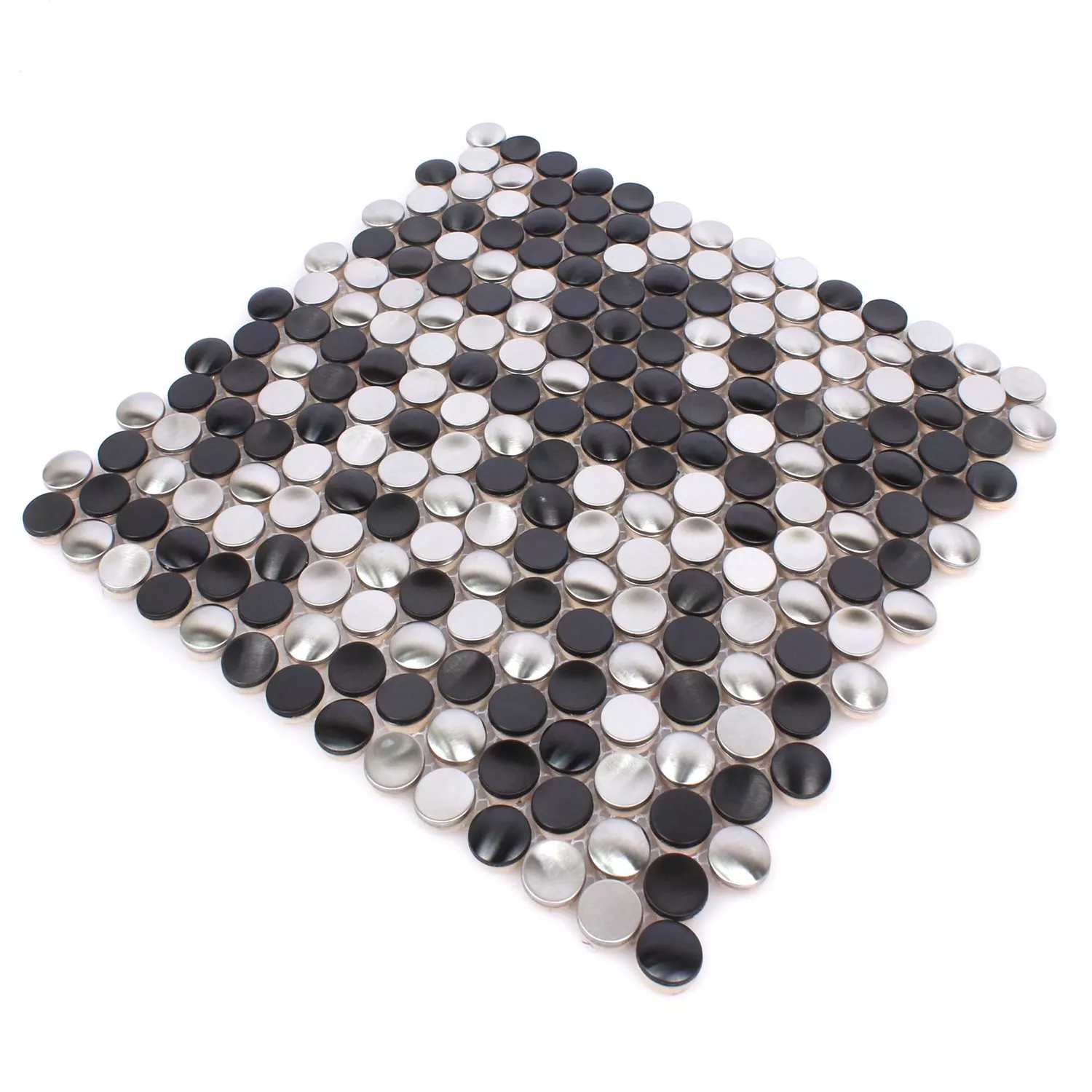 Model din Plăci De Mozaic Oțel Inoxidabil Celeus Negru Argint Ondulat