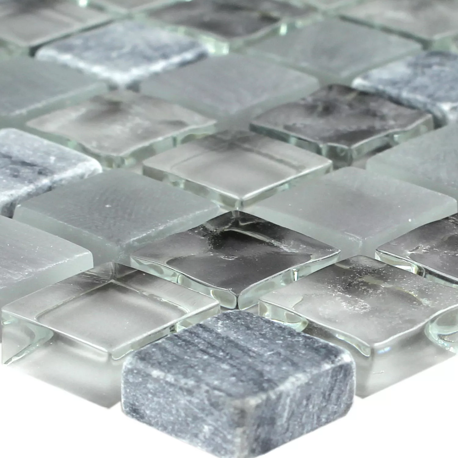 Sample Mosaic Tiles Glass Marble Light Grey 