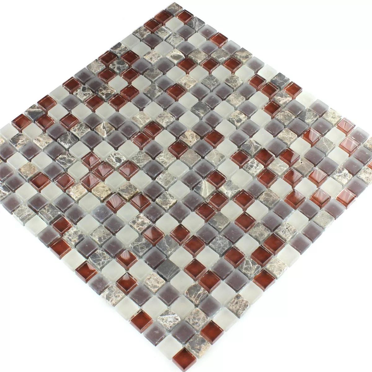 Mosaico Vetro Marmo 15x15x8mm Marrone