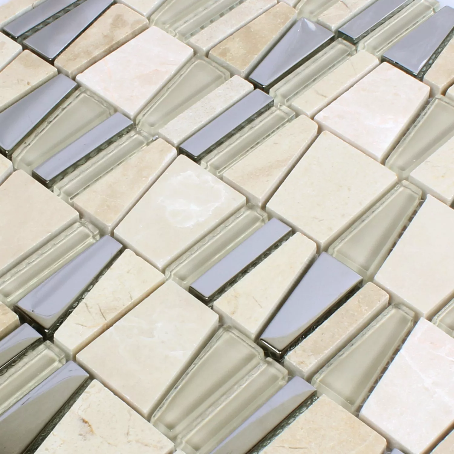 Mosaic Tiles Natural Stone Glass Beige Effect